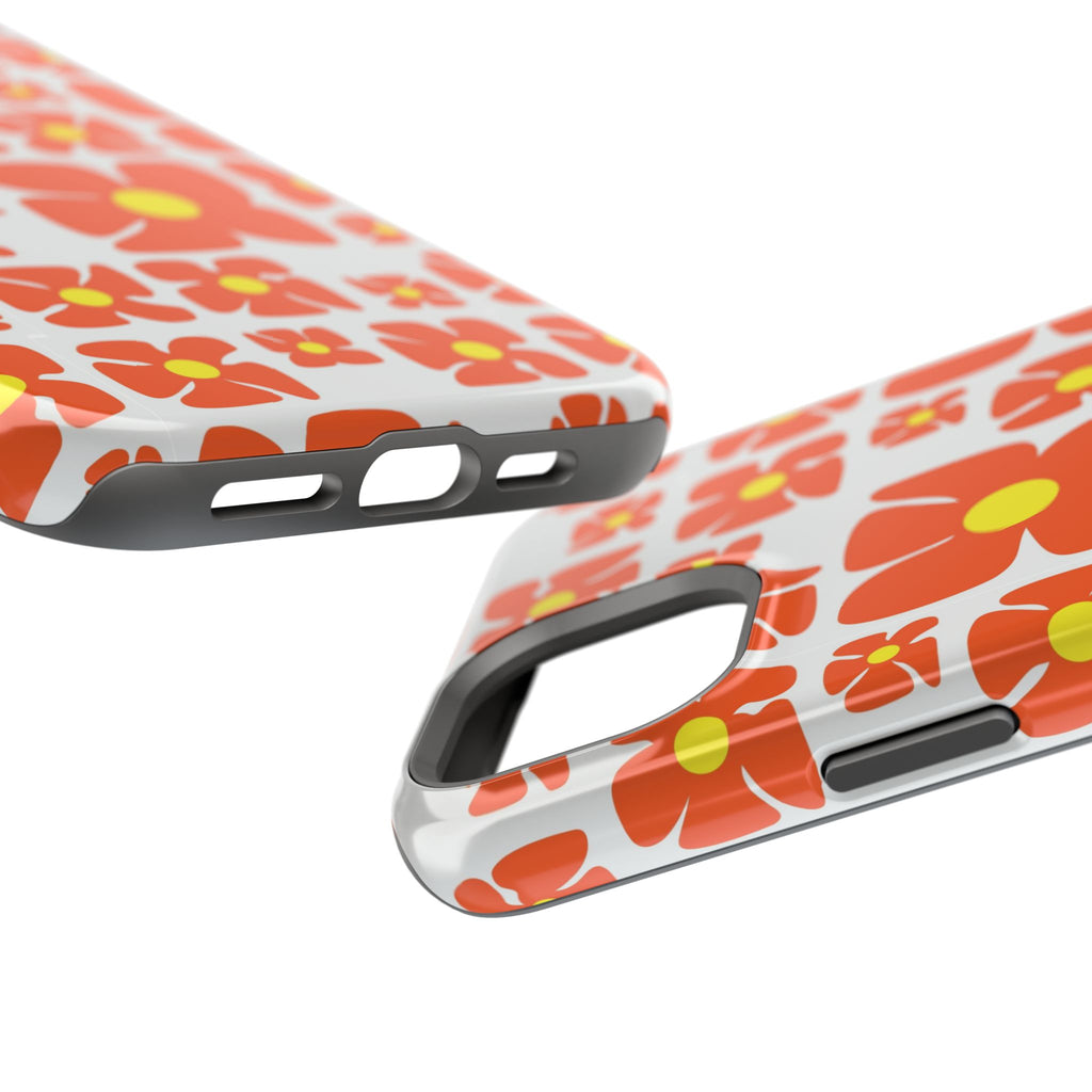 Retro Orange Floral Phone Case | Impact-Resistant Case