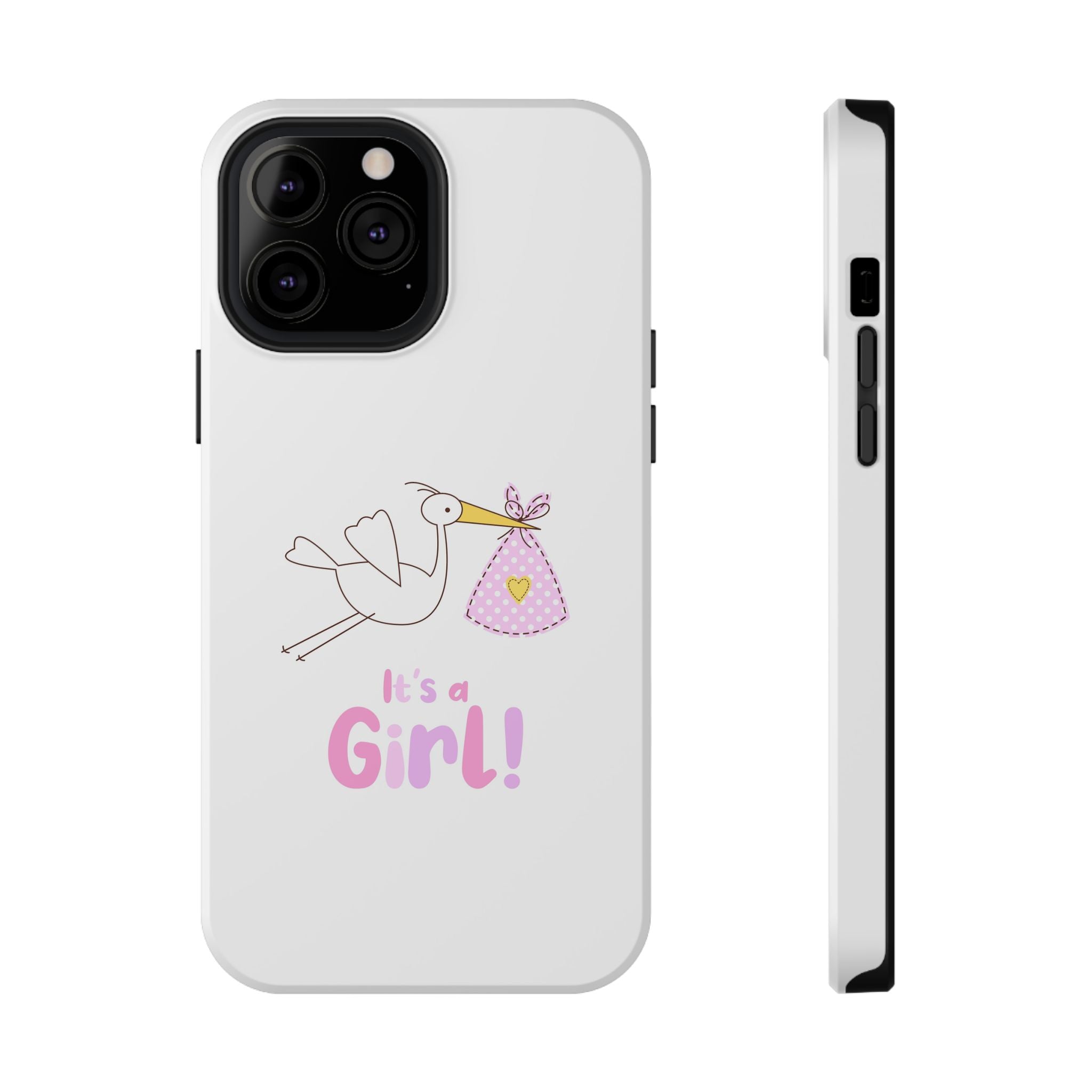 Phone Case - "It's a Girl!" Stork Baby Announcement Impact-Resistant Case