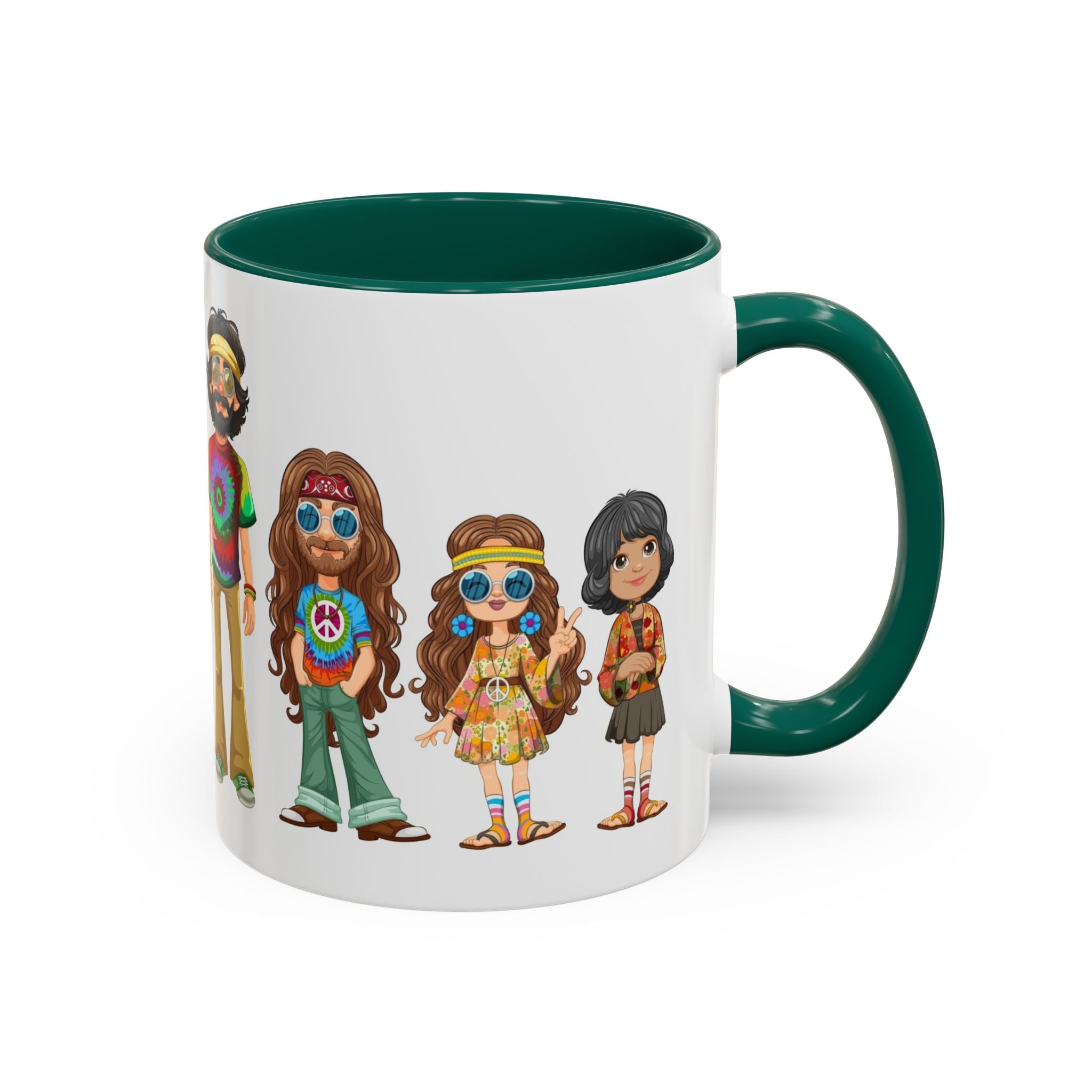Retro Hippie Characters Mug | 11oz or 15oz Color Accent Ceramic