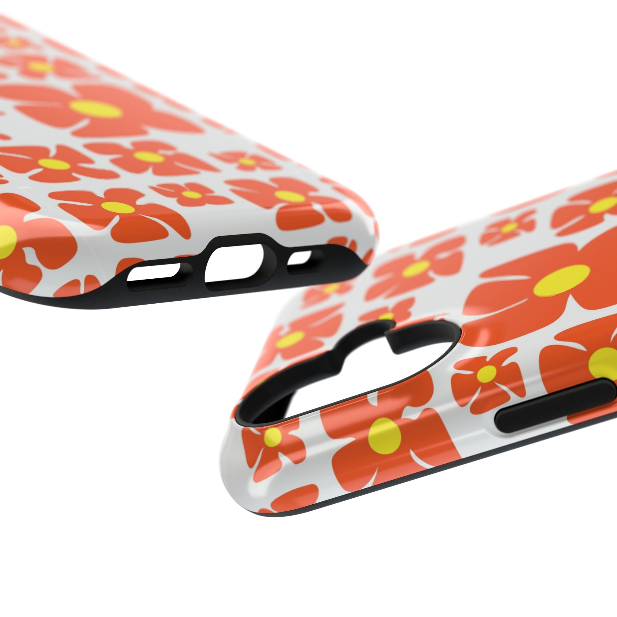 Retro Orange Floral Phone Case | Impact-Resistant Case