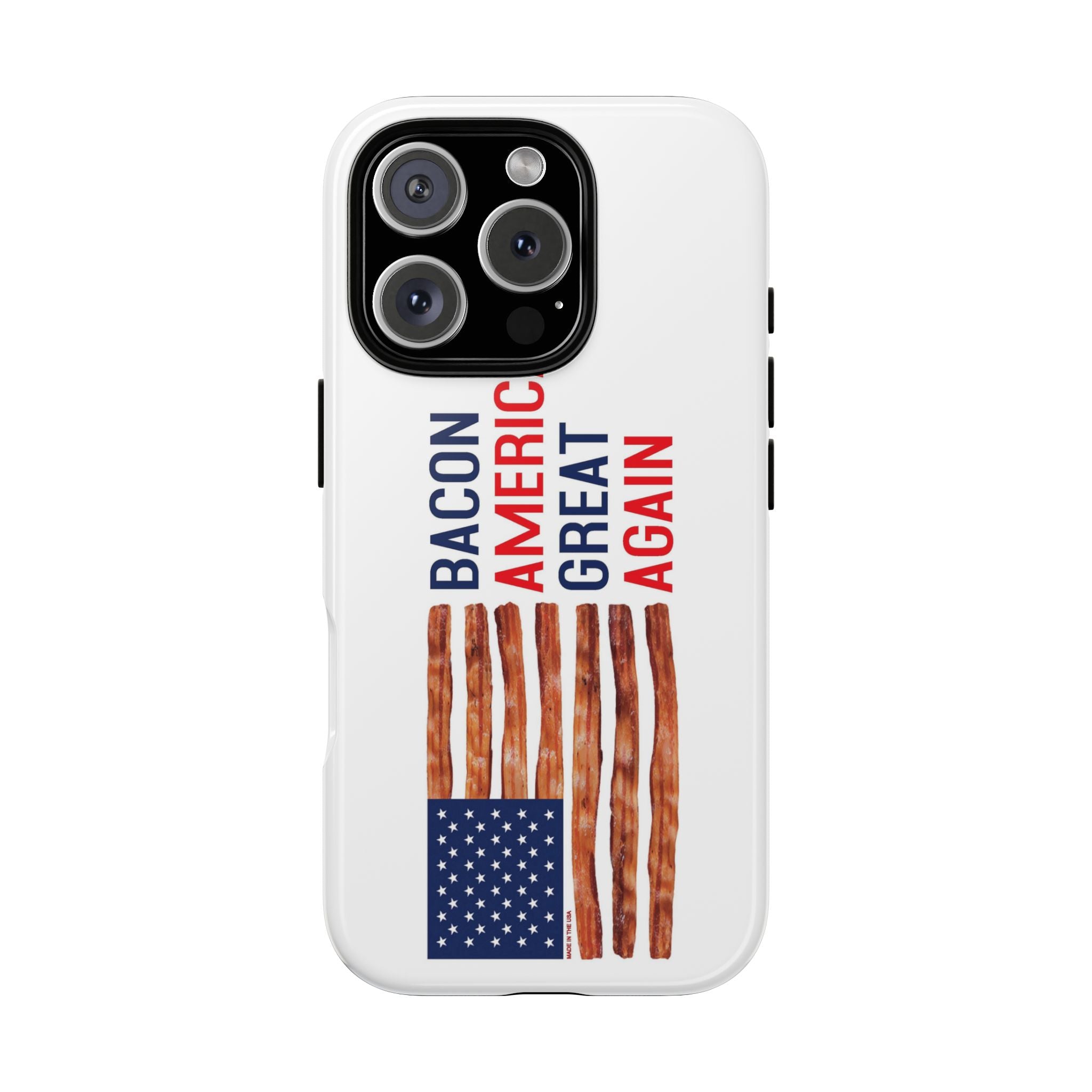 Bacon American Great Again phone case | patriotic bacon flag iPhone case