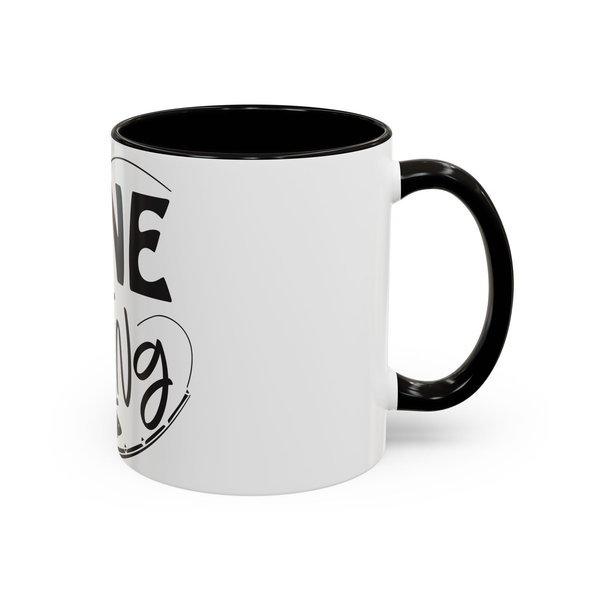 Gone Fishing mug | Fishing typography coffee mug, black handle and rim