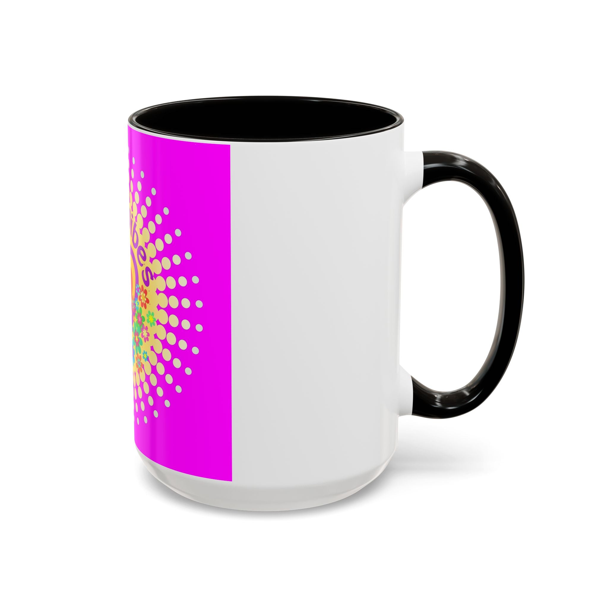 Good Vibes Peace Heart Floral Mug | Colorful 11oz 15oz Ceramic