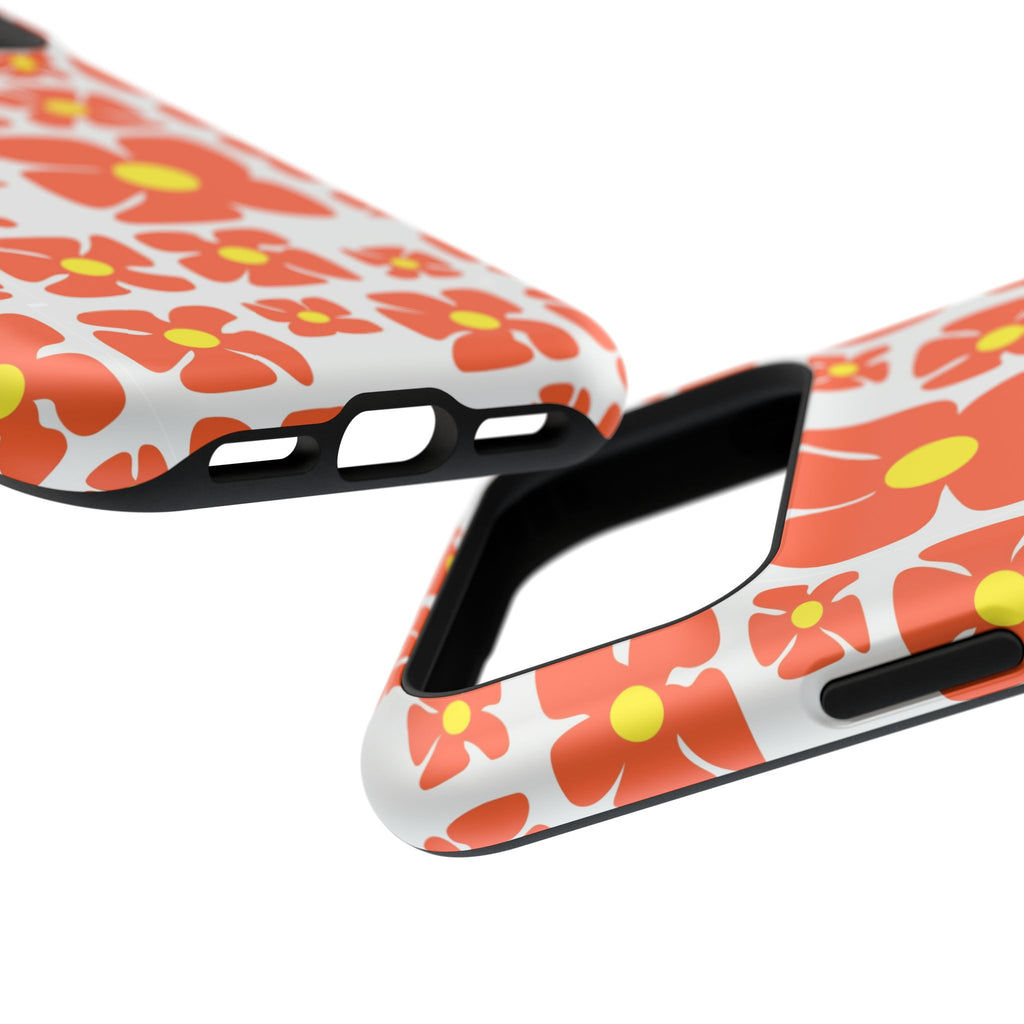 Retro Orange Floral Phone Case | Impact-Resistant Case