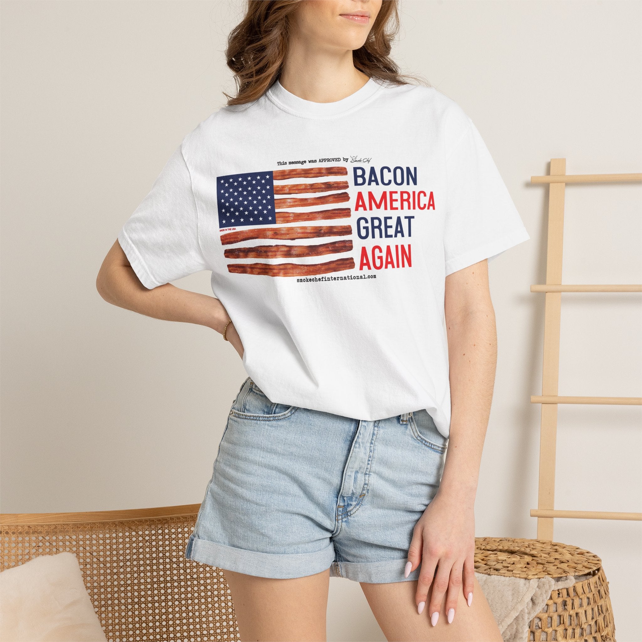 Bacon America Great Again T-shirt | American Flag Bacon Design
