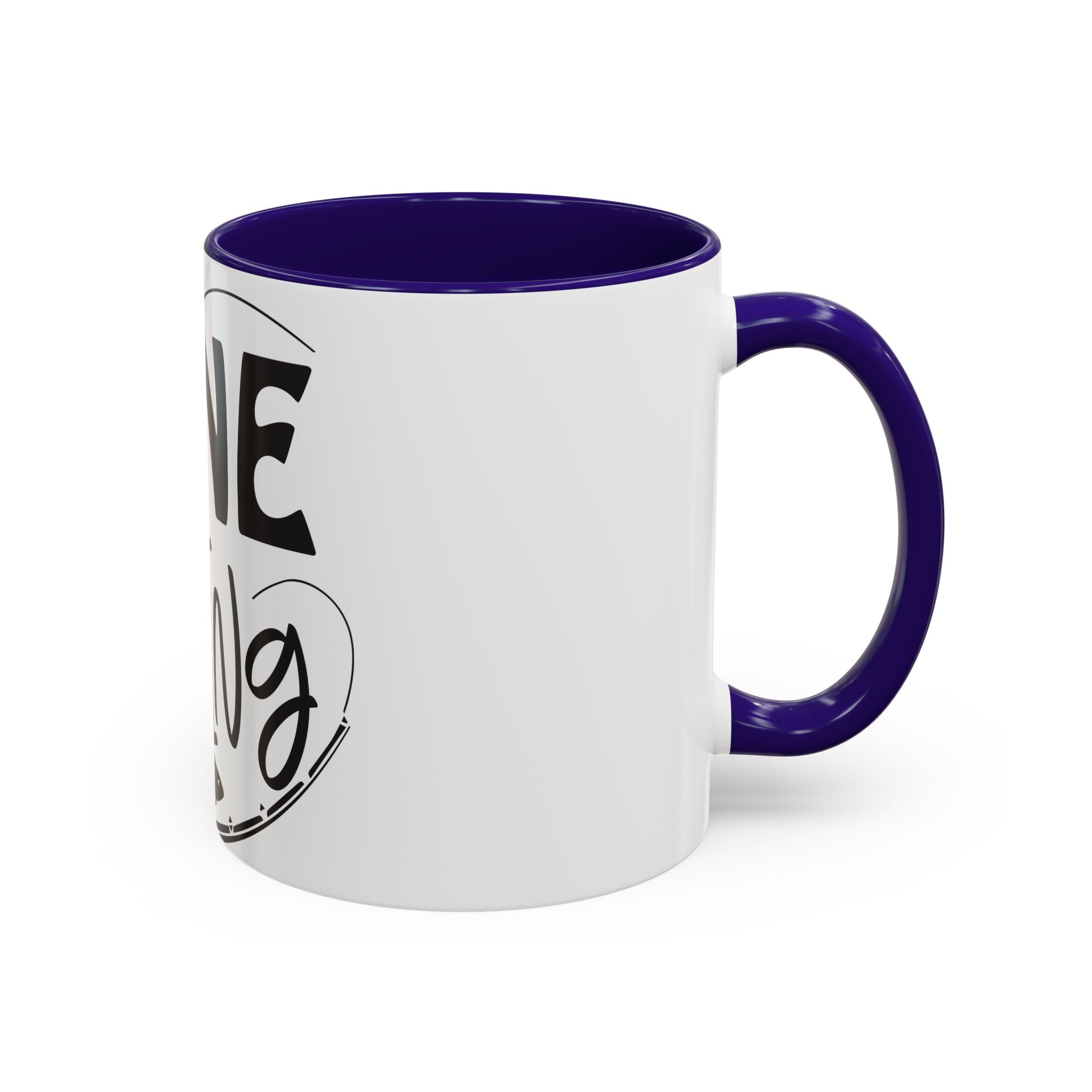 Gone Fishing mug | Fishing typography coffee mug, black handle and rim