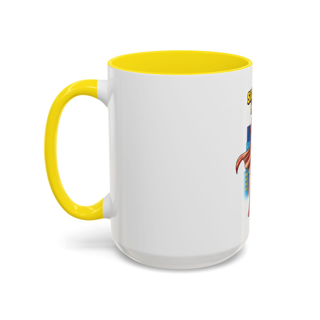 Sizzling Hero Mug | Accent Coffee Mug 11oz 15oz, Superhero City Design