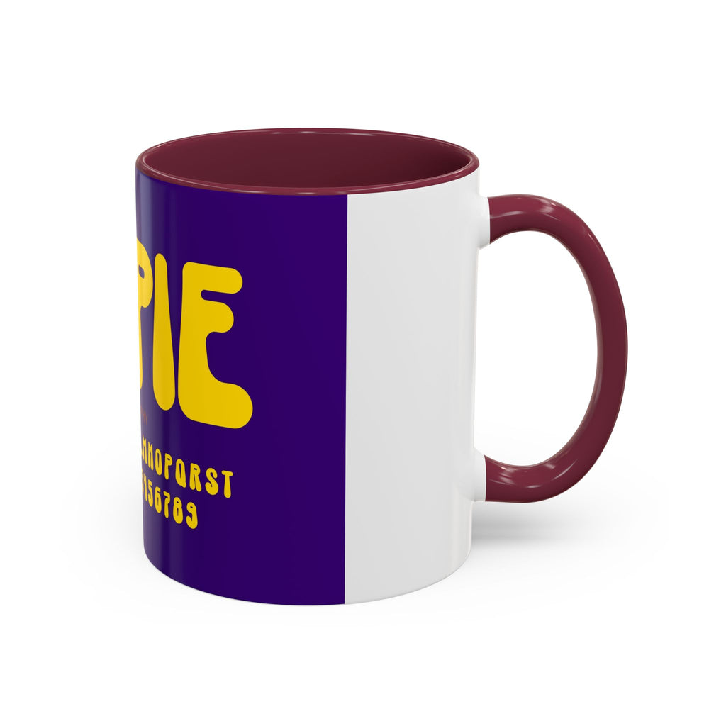 Hippie Typography Mug | Retro 70s Bubble Letters, Purple Yellow 11oz 15oz