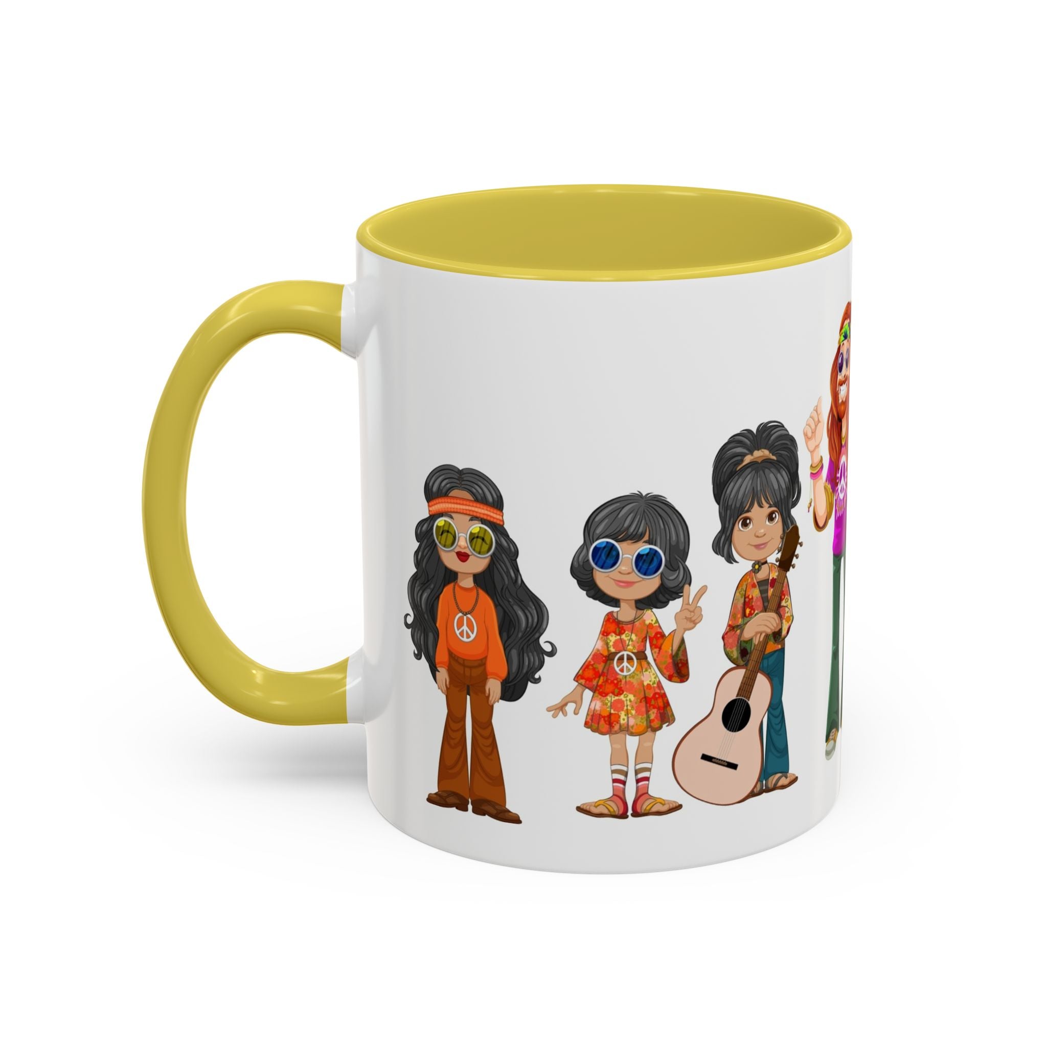 Retro Hippie Characters Mug | 11oz or 15oz Color Accent Ceramic