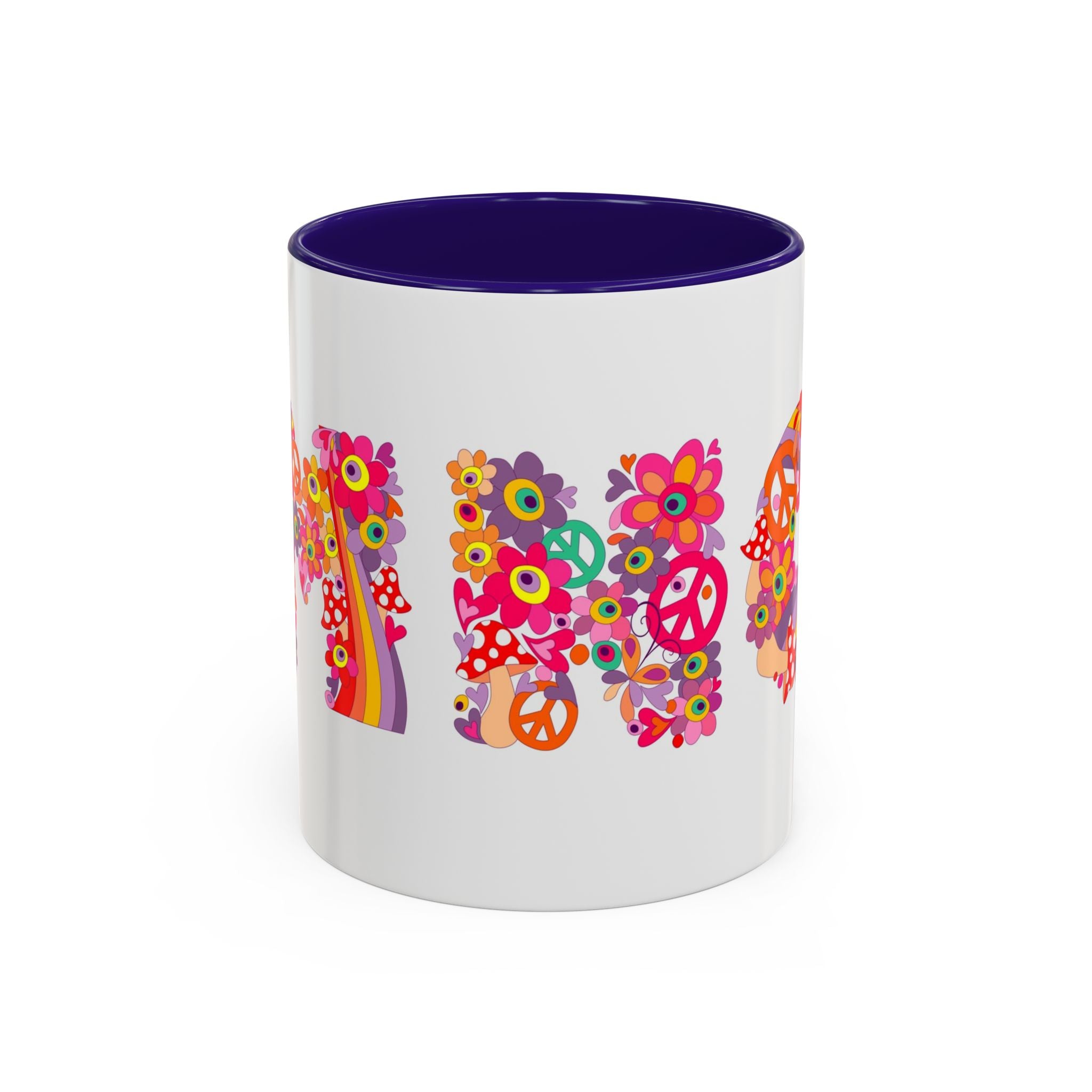 Retro Peace Flower Power Mug | Colorful 70s Hippie Design