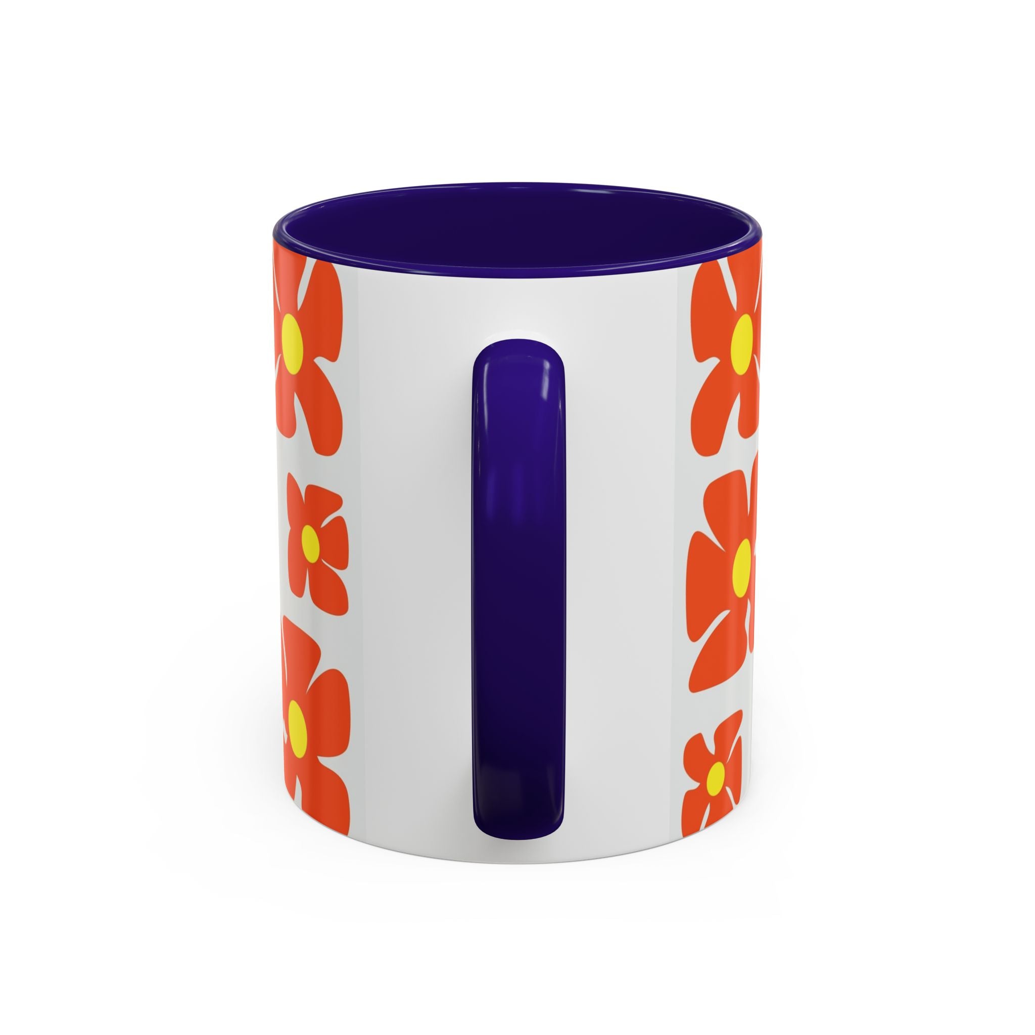 Retro Orange Flower Pattern Mug | 11oz 15oz Colorful Ceramic