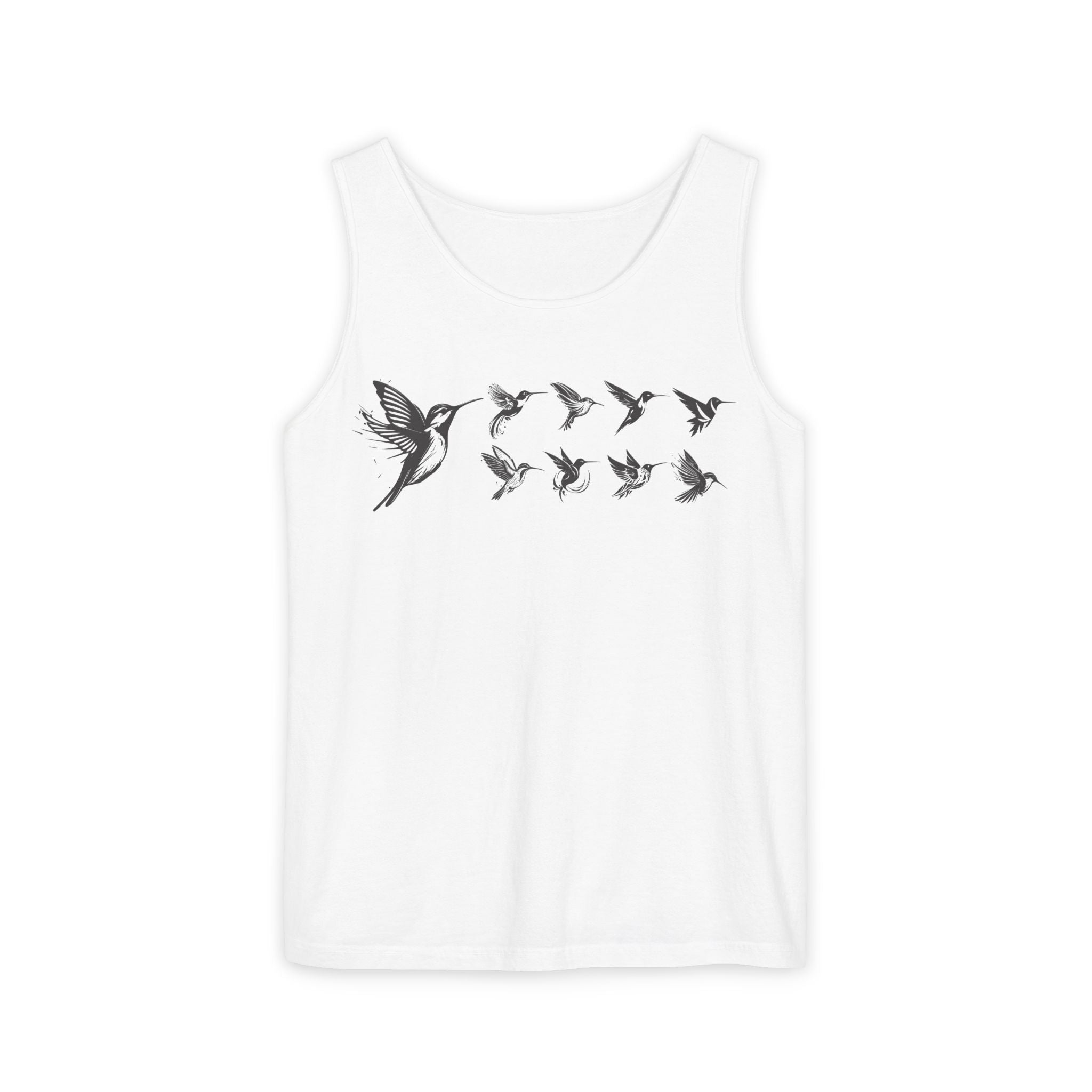 Hummingbird Flight Pattern Tank Top | Bird Silhouette Nature Tee