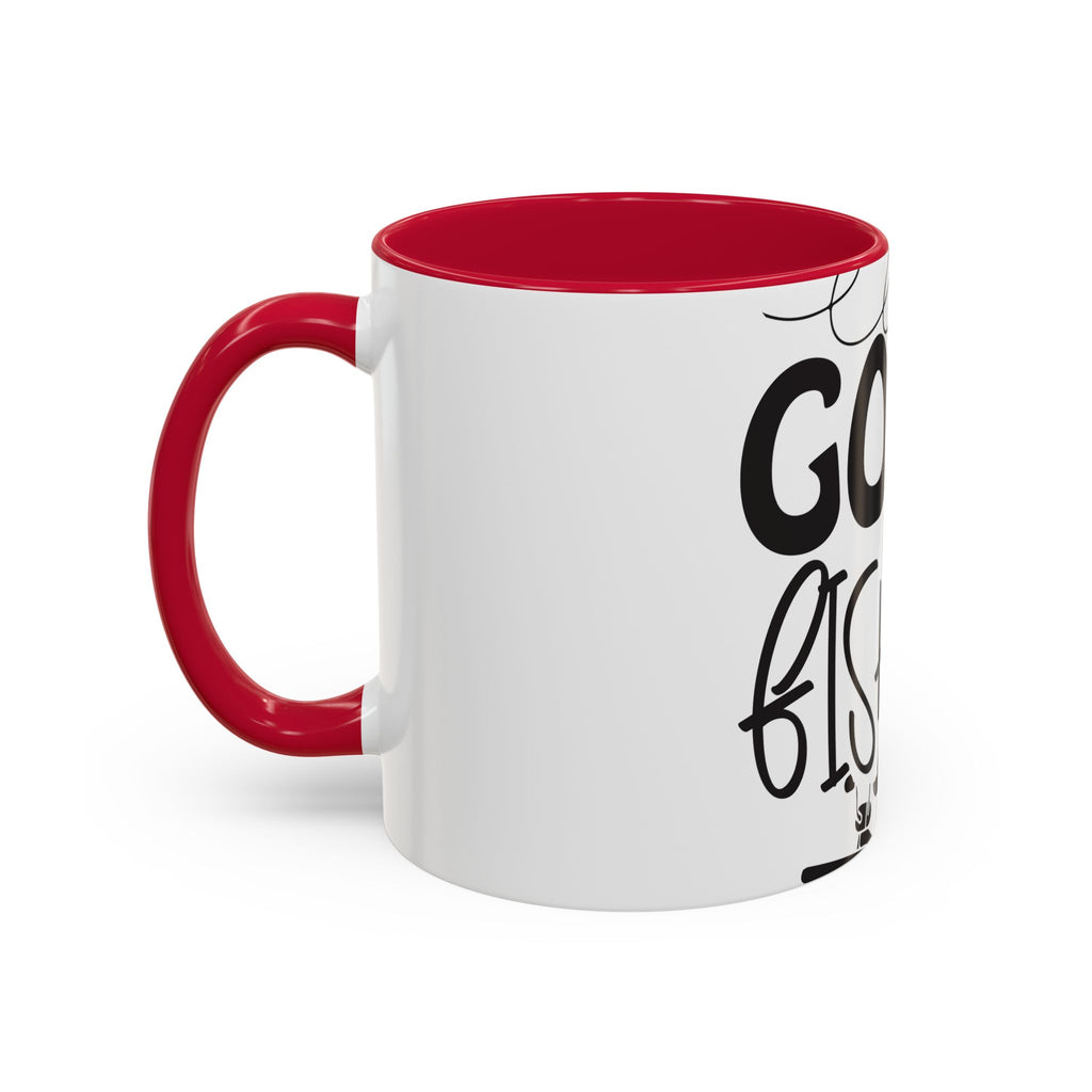Gone Fishing mug | Fishing typography coffee mug, black handle and rim