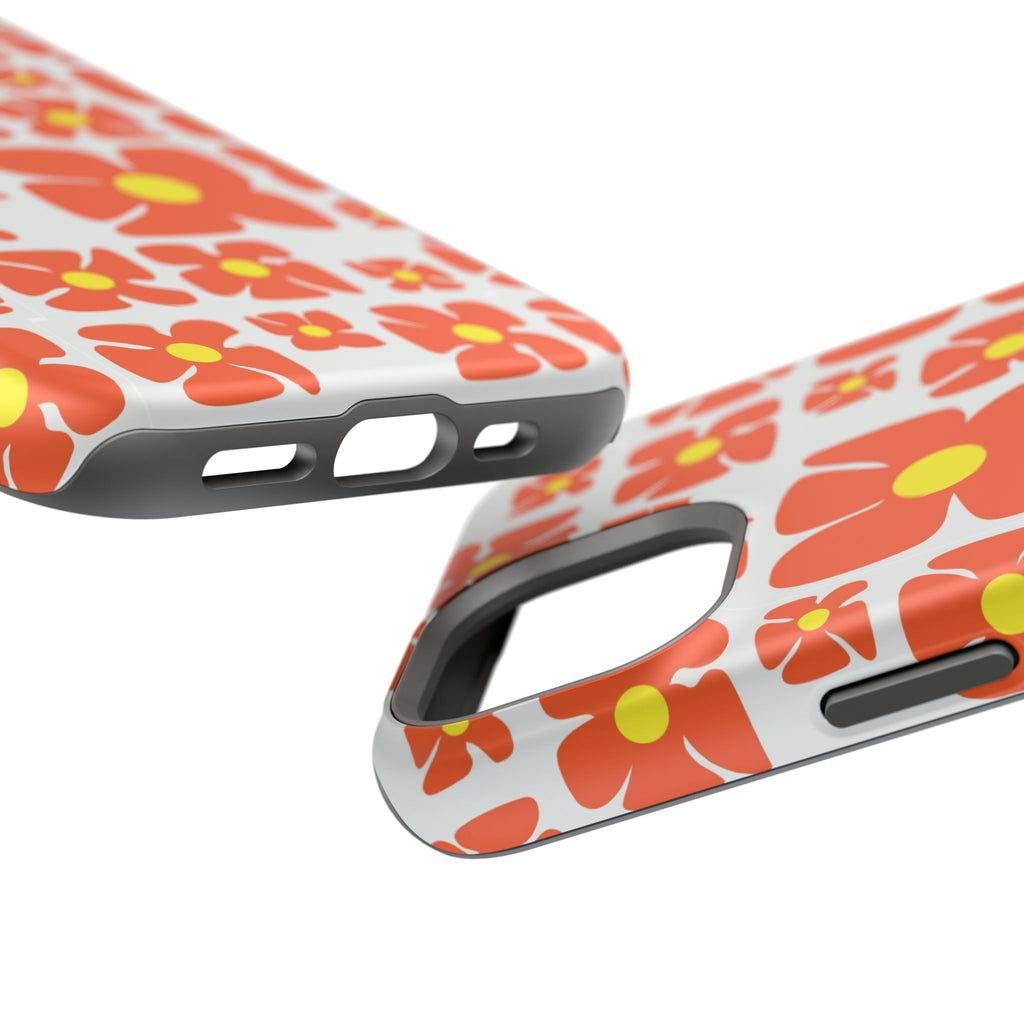 Retro Orange Floral Phone Case | Impact-Resistant Case