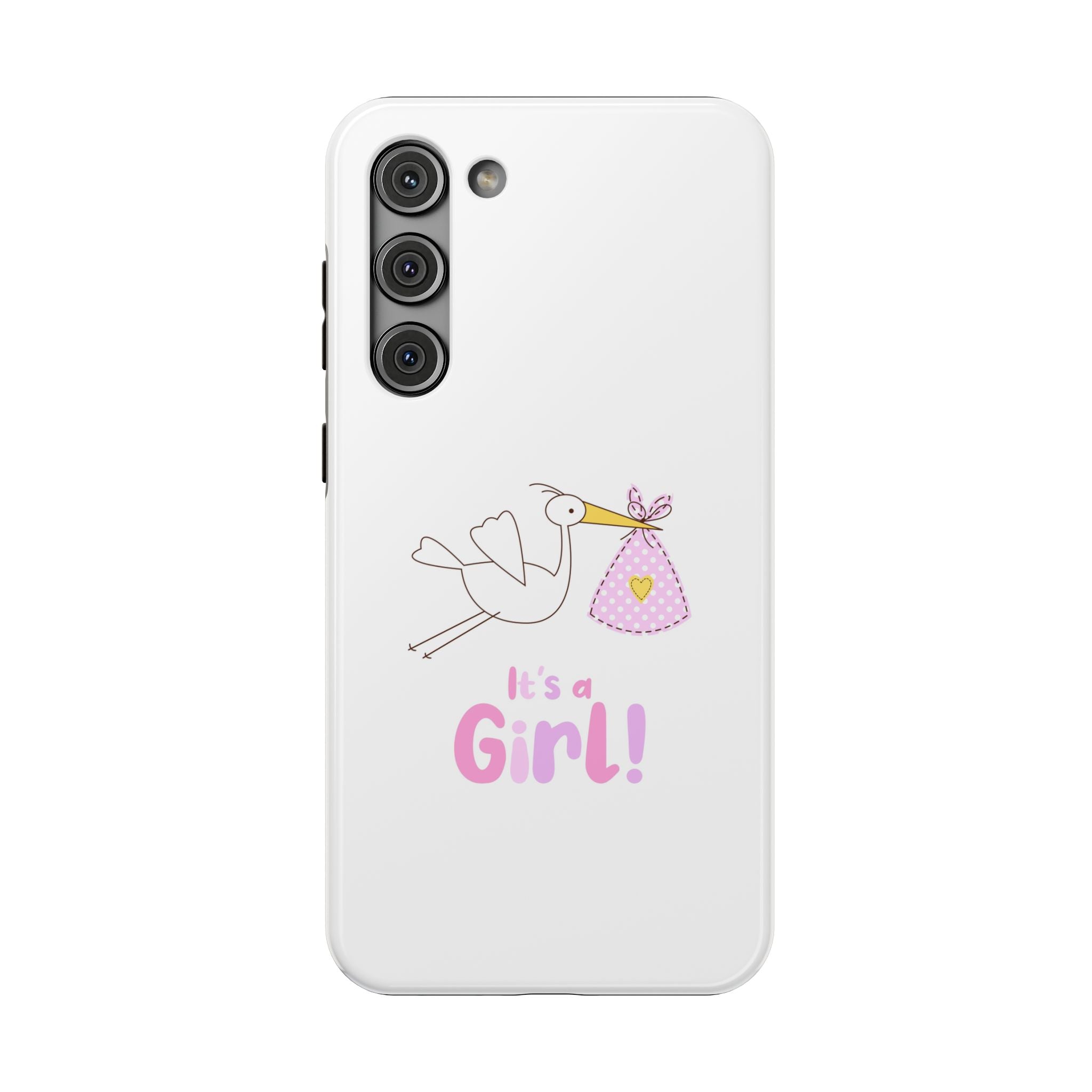 Phone Case - "It's a Girl!" Stork Baby Announcement Impact-Resistant Case