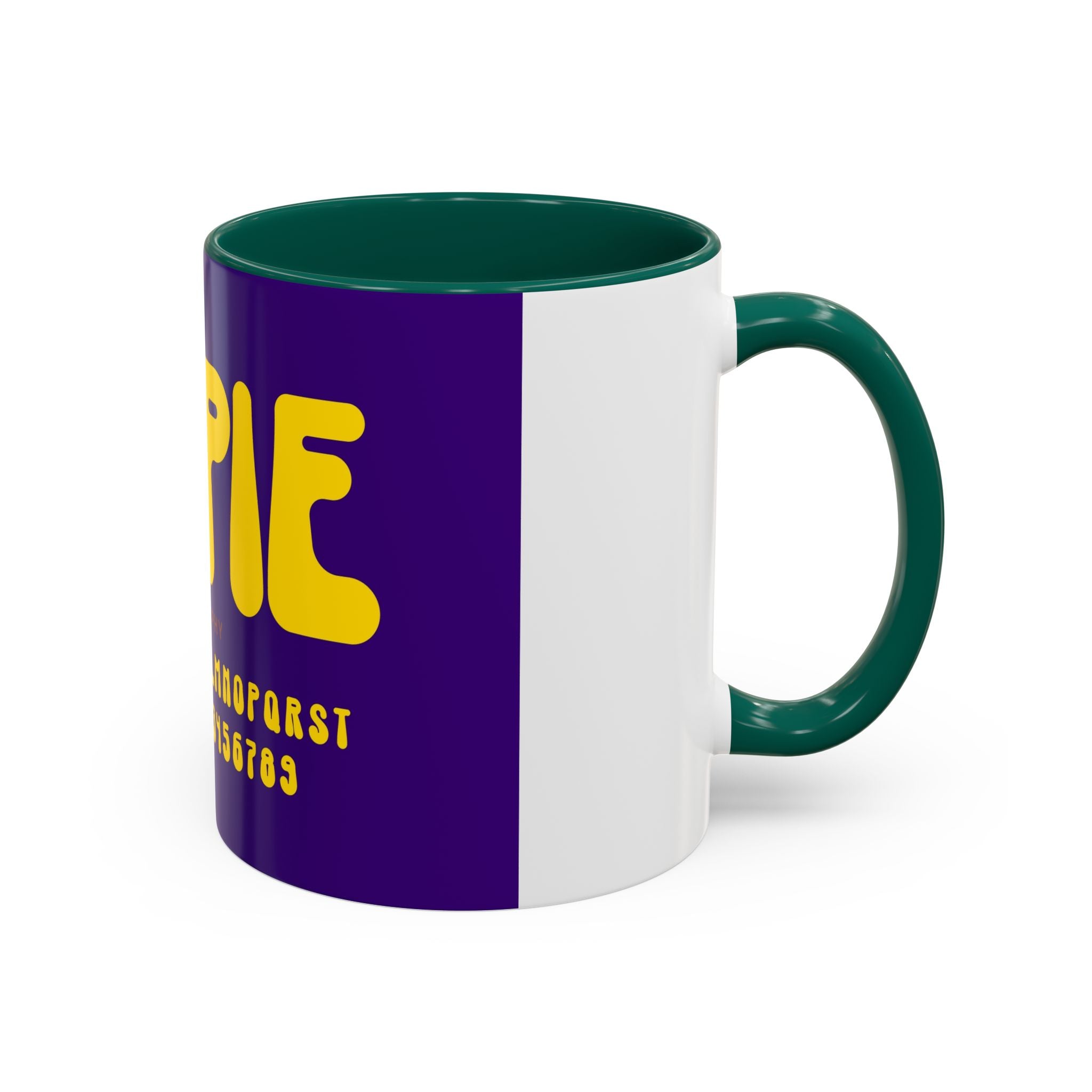 Hippie Typography Mug | Retro 70s Bubble Letters, Purple Yellow 11oz 15oz