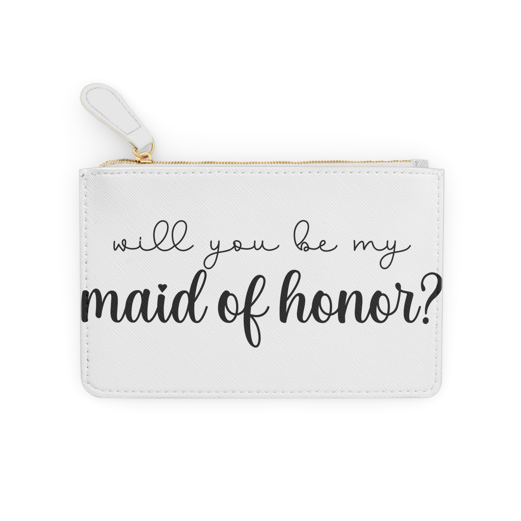 will you be my maid of honor? Mini Clutch Bag | Bridal Proposal, Script Calligraphy