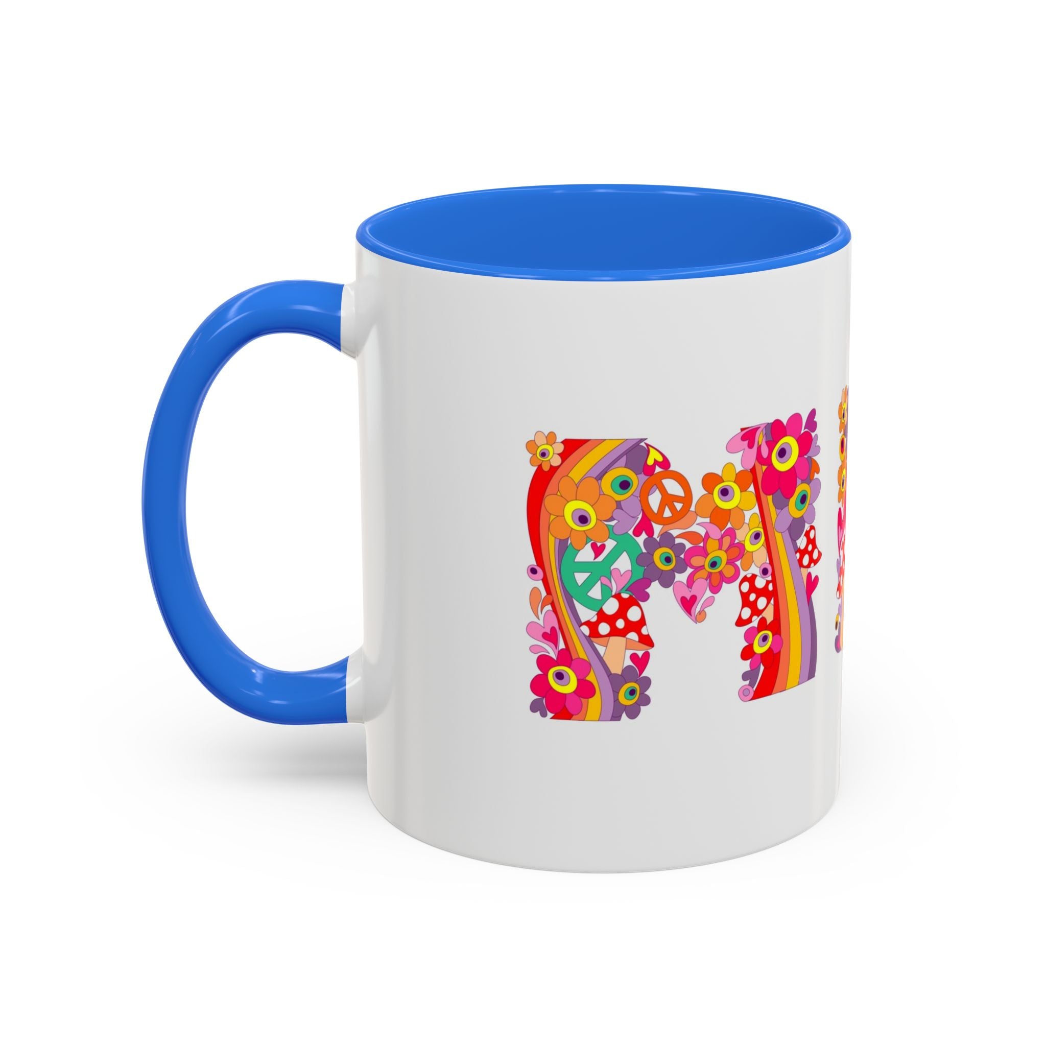 Retro Peace Flower Power Mug | Colorful 70s Hippie Design