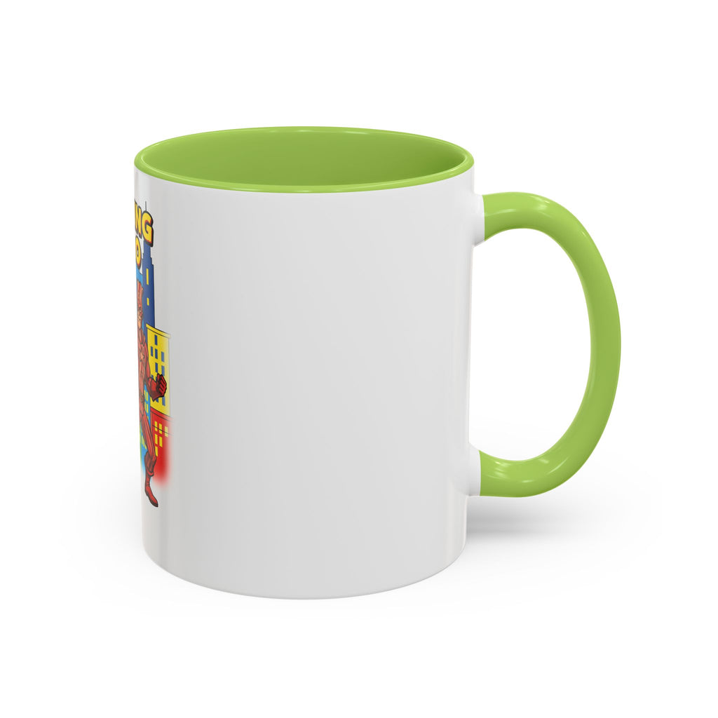 Sizzling Hero Mug | Accent Coffee Mug 11oz 15oz, Superhero City Design