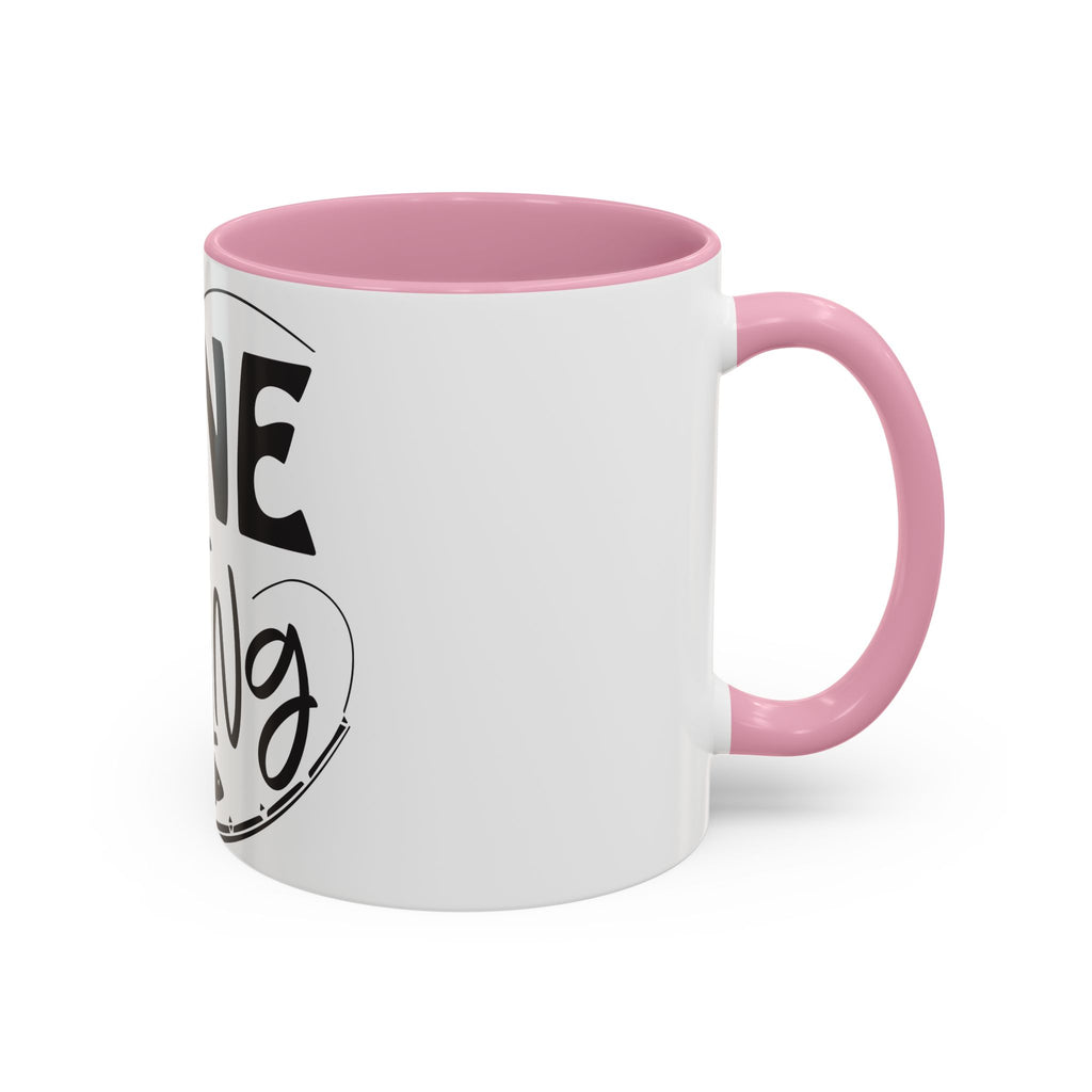 Gone Fishing mug | Fishing typography coffee mug, black handle and rim