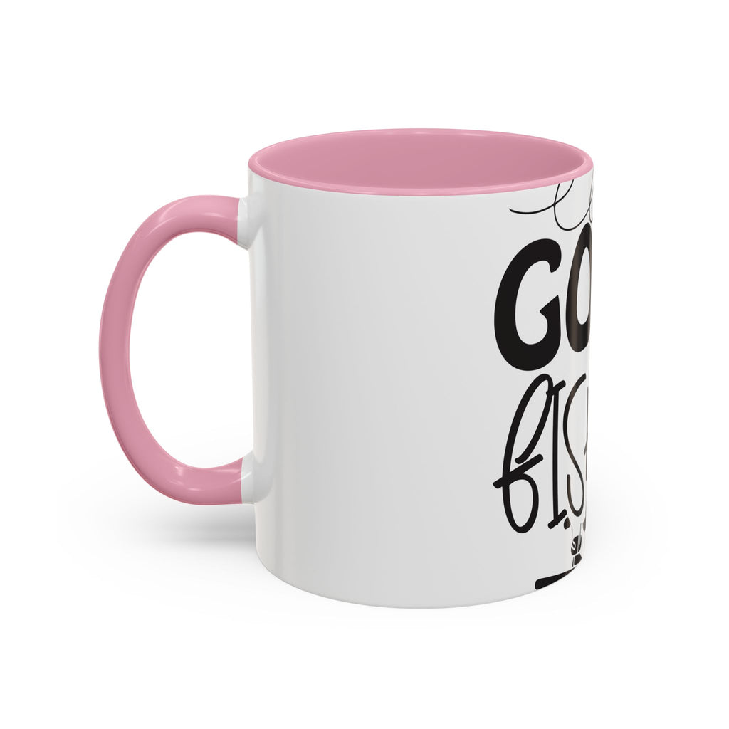 Gone Fishing mug | Fishing typography coffee mug, black handle and rim