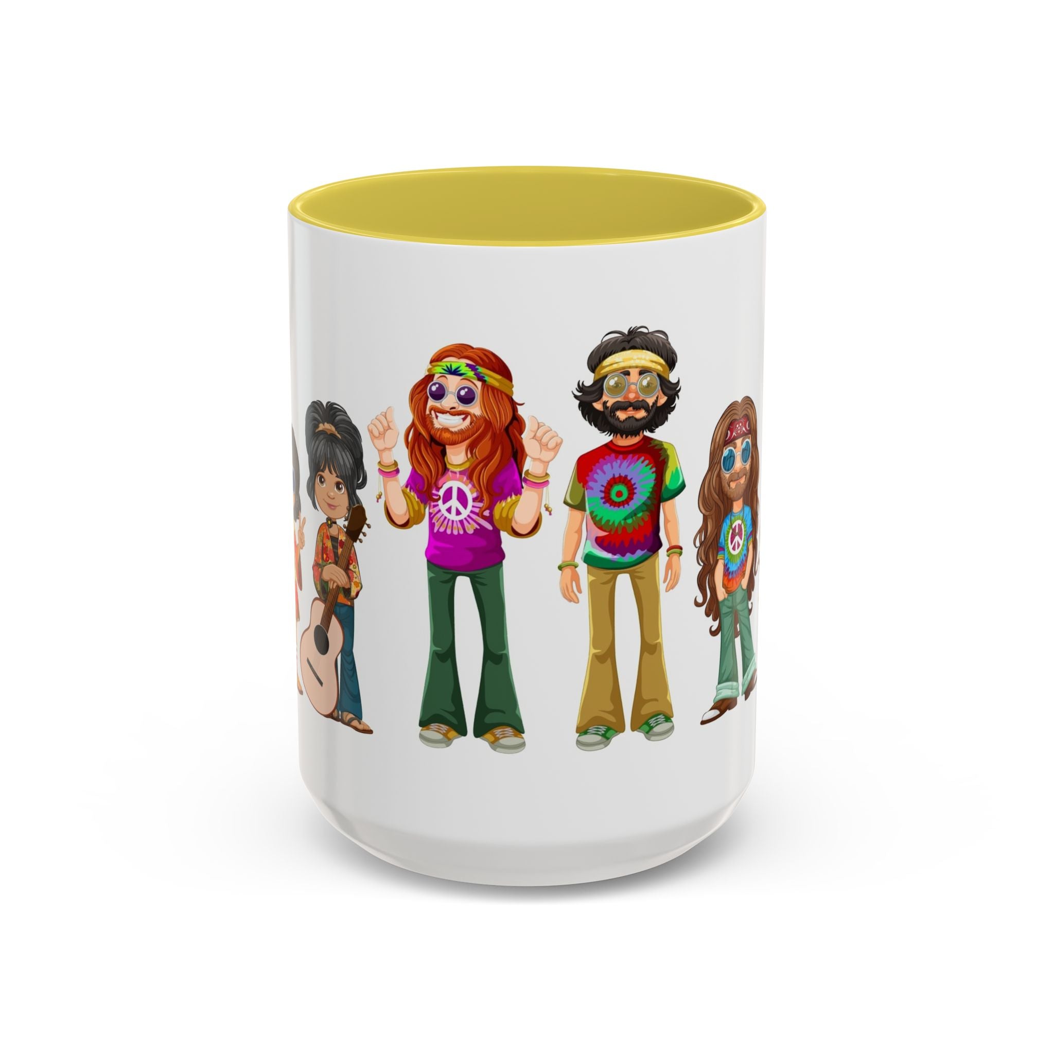 Retro Hippie Characters Mug | 11oz or 15oz Color Accent Ceramic