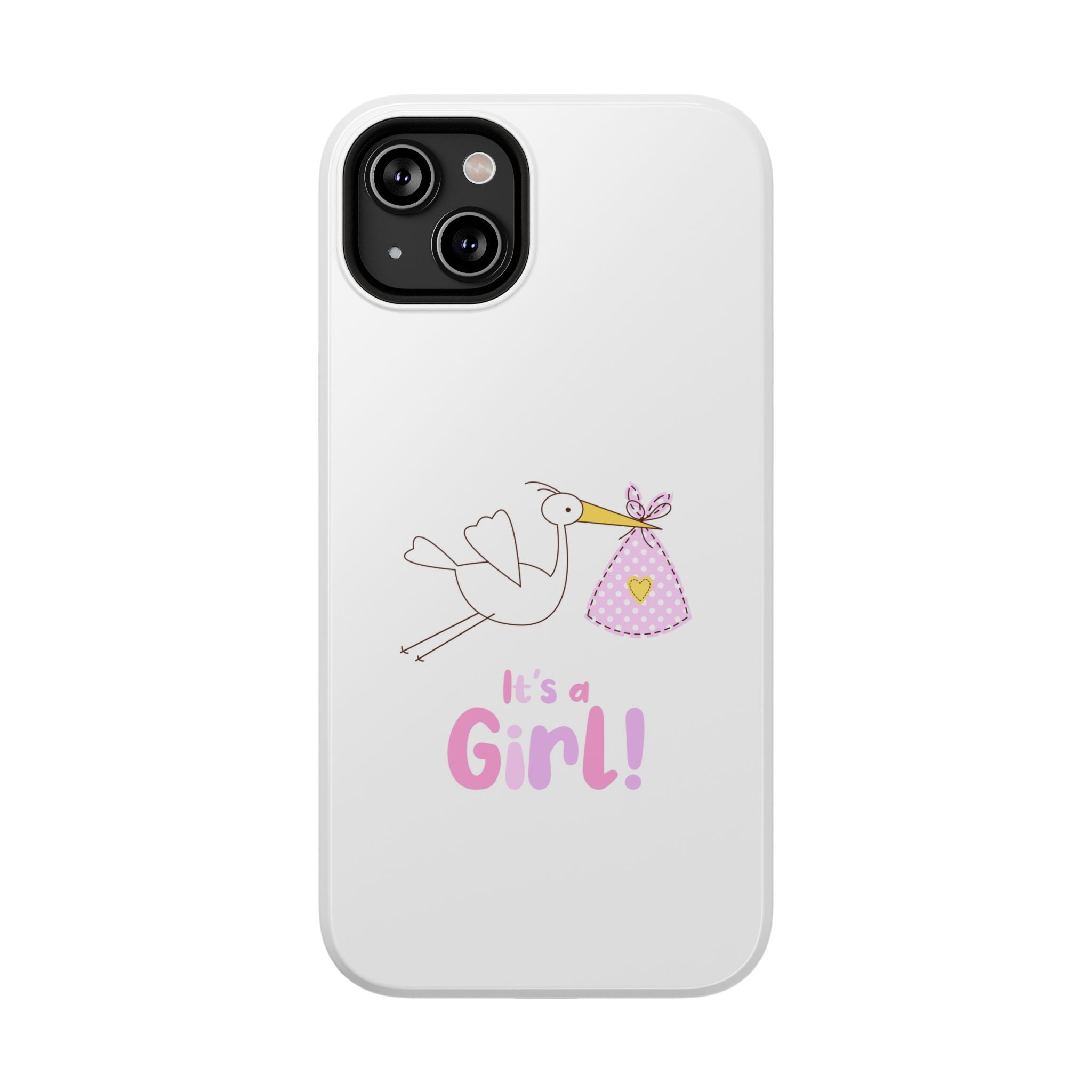 Phone Case - "It's a Girl!" Stork Baby Announcement Impact-Resistant Case