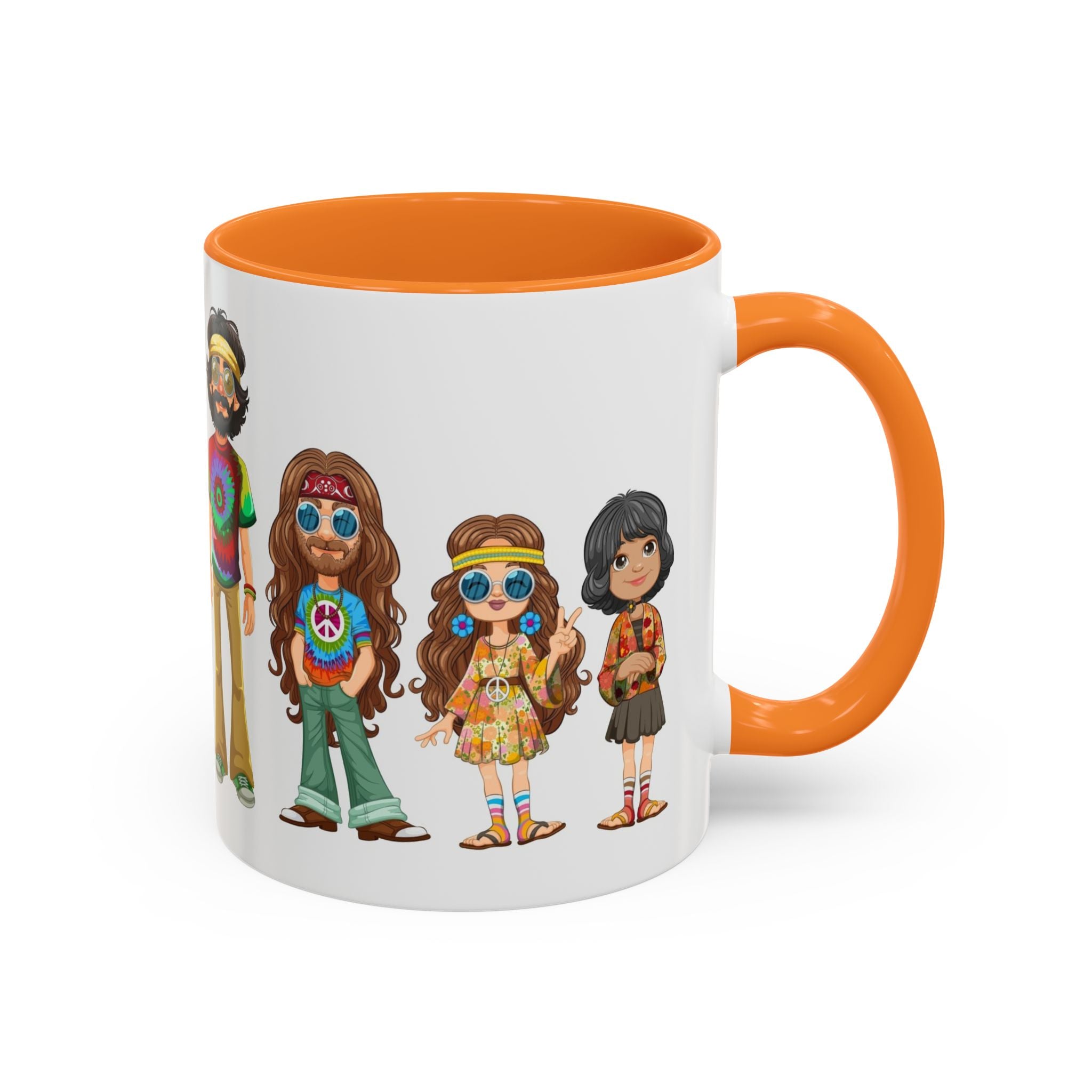 Retro Hippie Characters Mug | 11oz or 15oz Color Accent Ceramic