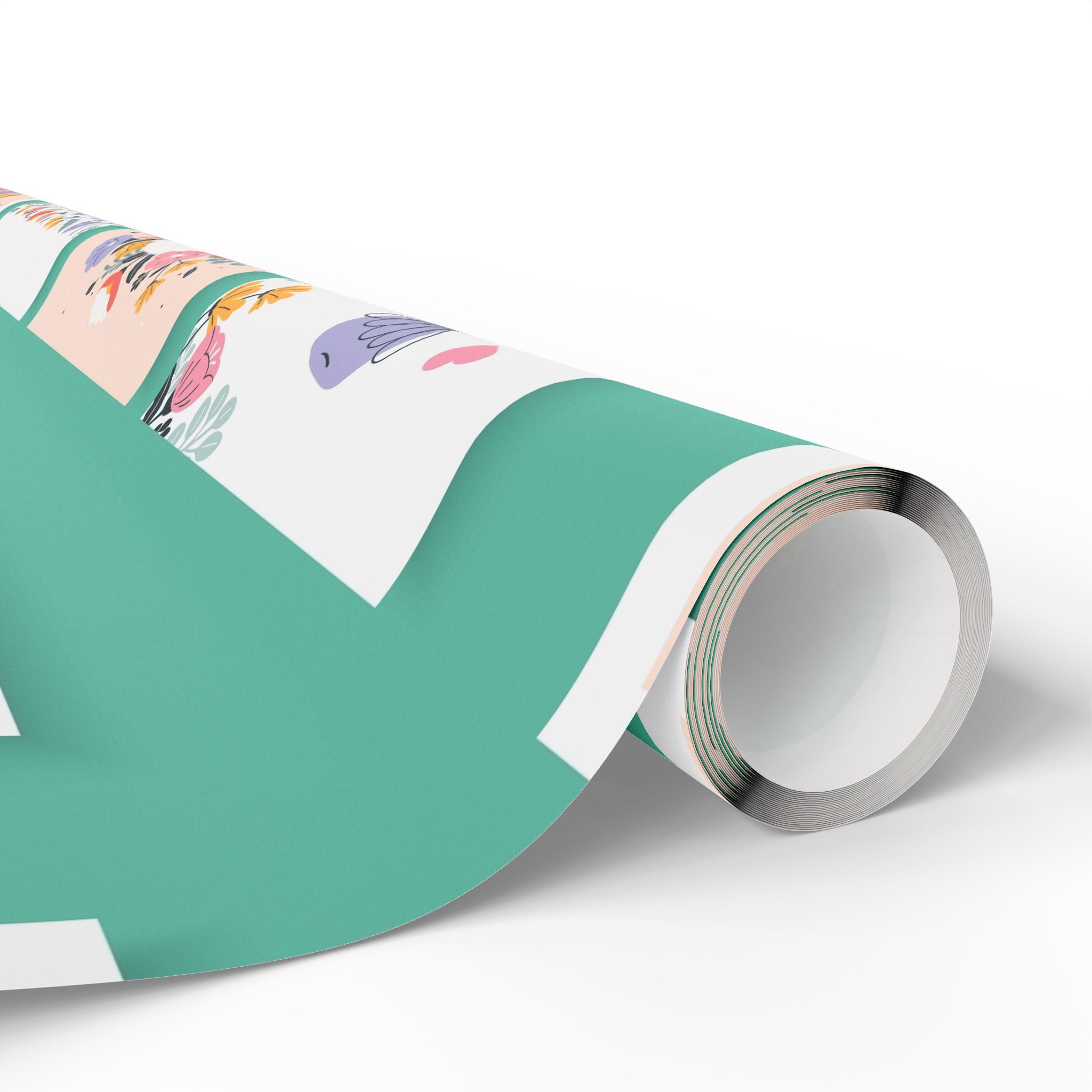 Colorful Feather Pattern Wrapping Papers | Repeating Bird Feather Gift Wrap