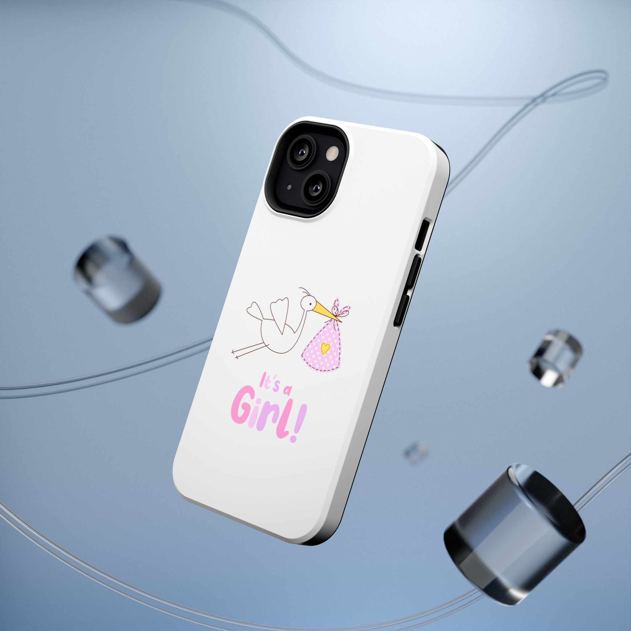 Phone Case - "It's a Girl!" Stork Baby Announcement Impact-Resistant Case