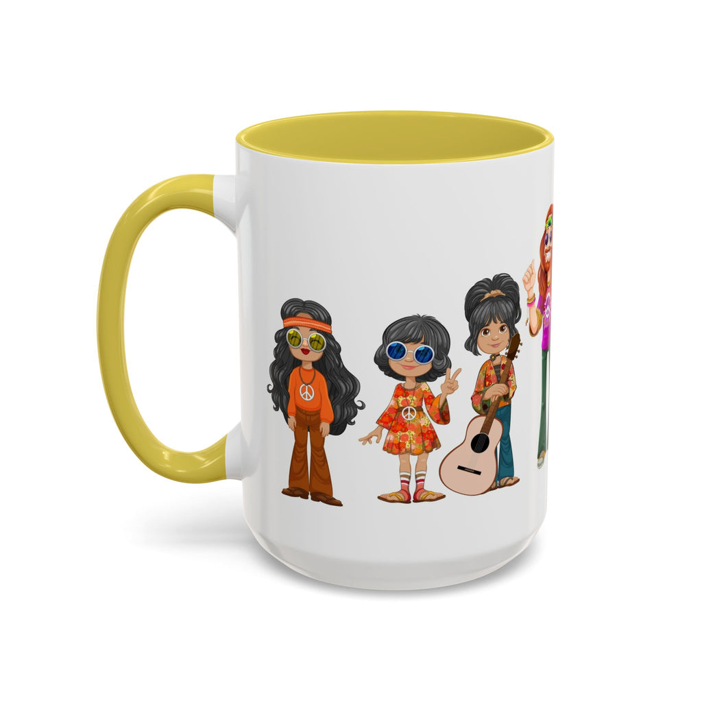 Retro Hippie Characters Mug | 11oz or 15oz Color Accent Ceramic