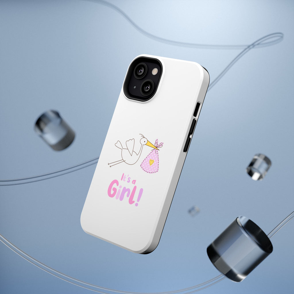 Stork carrying bundle "It's a Girl!" Phone Case | Impact-Resistant Case