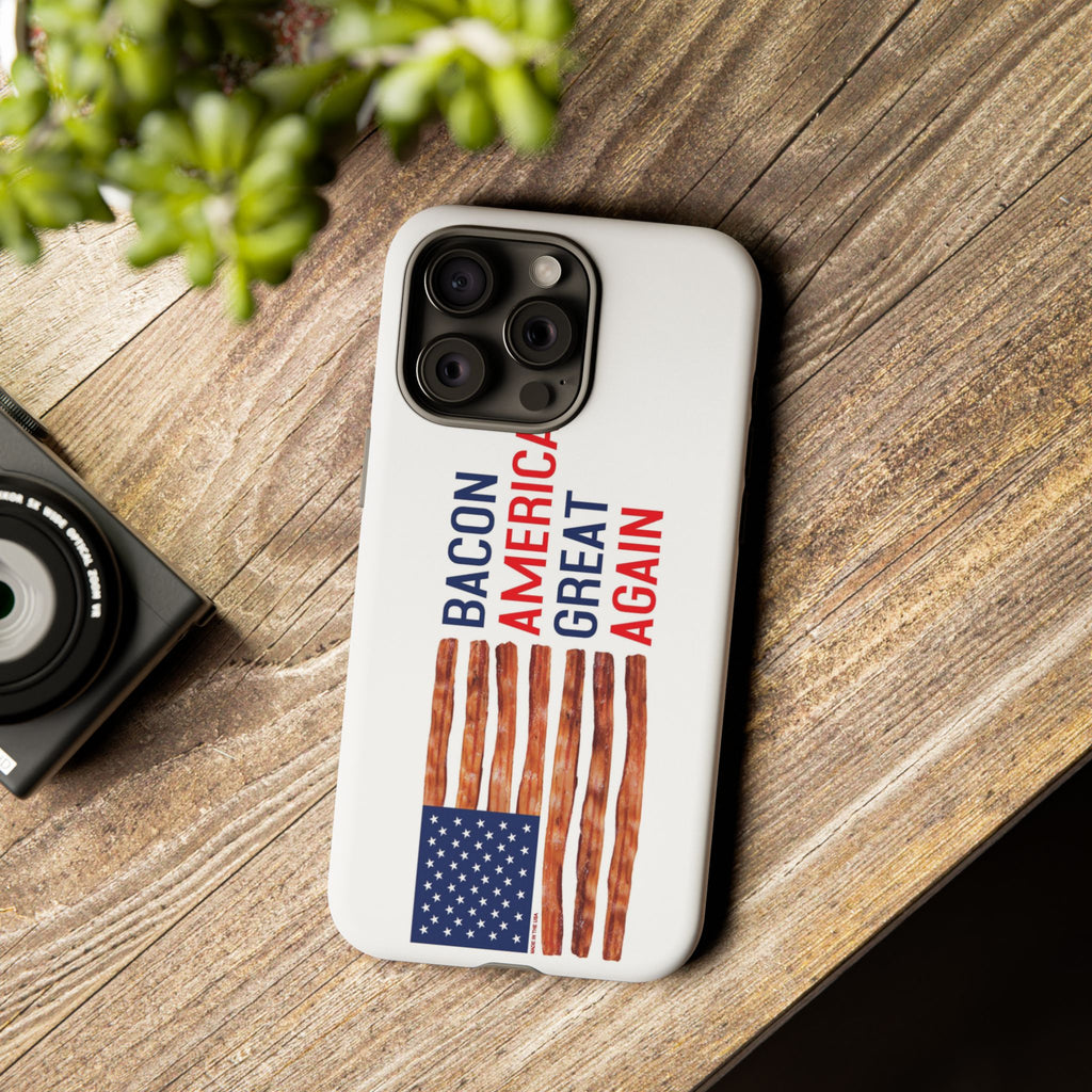 Bacon American Great Again phone case | patriotic bacon flag iPhone case