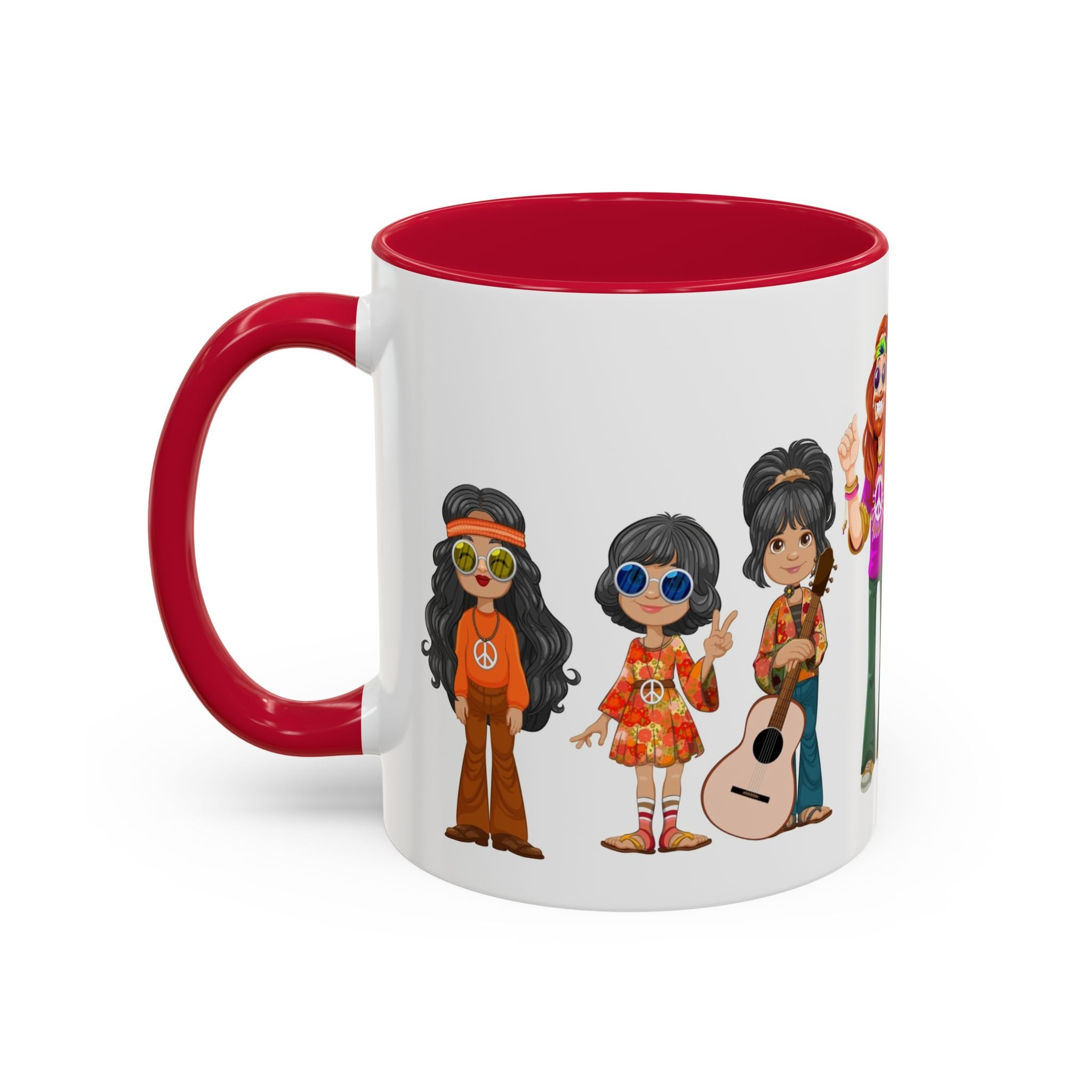 Retro Hippie Characters Mug | 11oz or 15oz Color Accent Ceramic