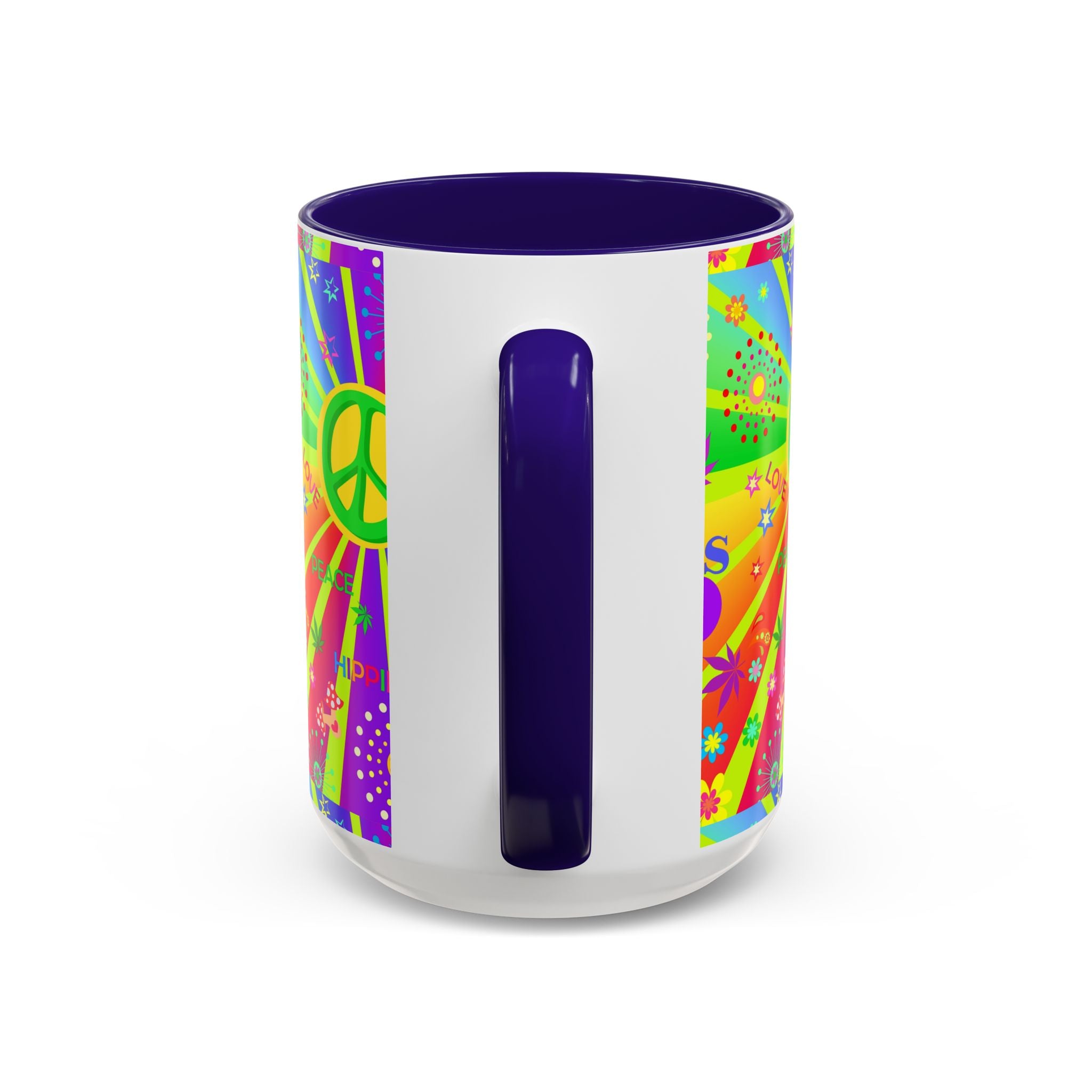 70s Peace Sign Psychedelic Mug | Retro Hippie Rainbow Coffee Cup