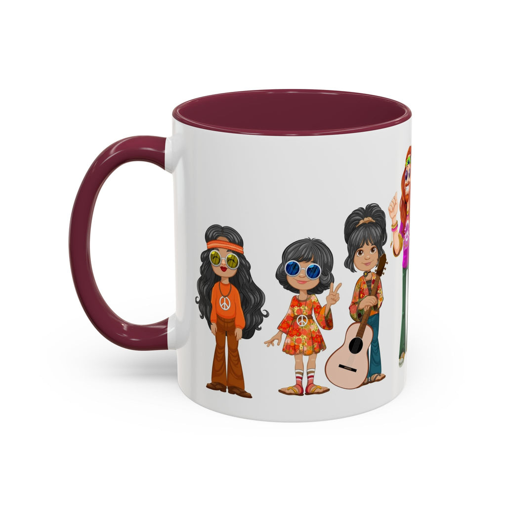 Retro Hippie Characters Mug | 11oz or 15oz Color Accent Ceramic