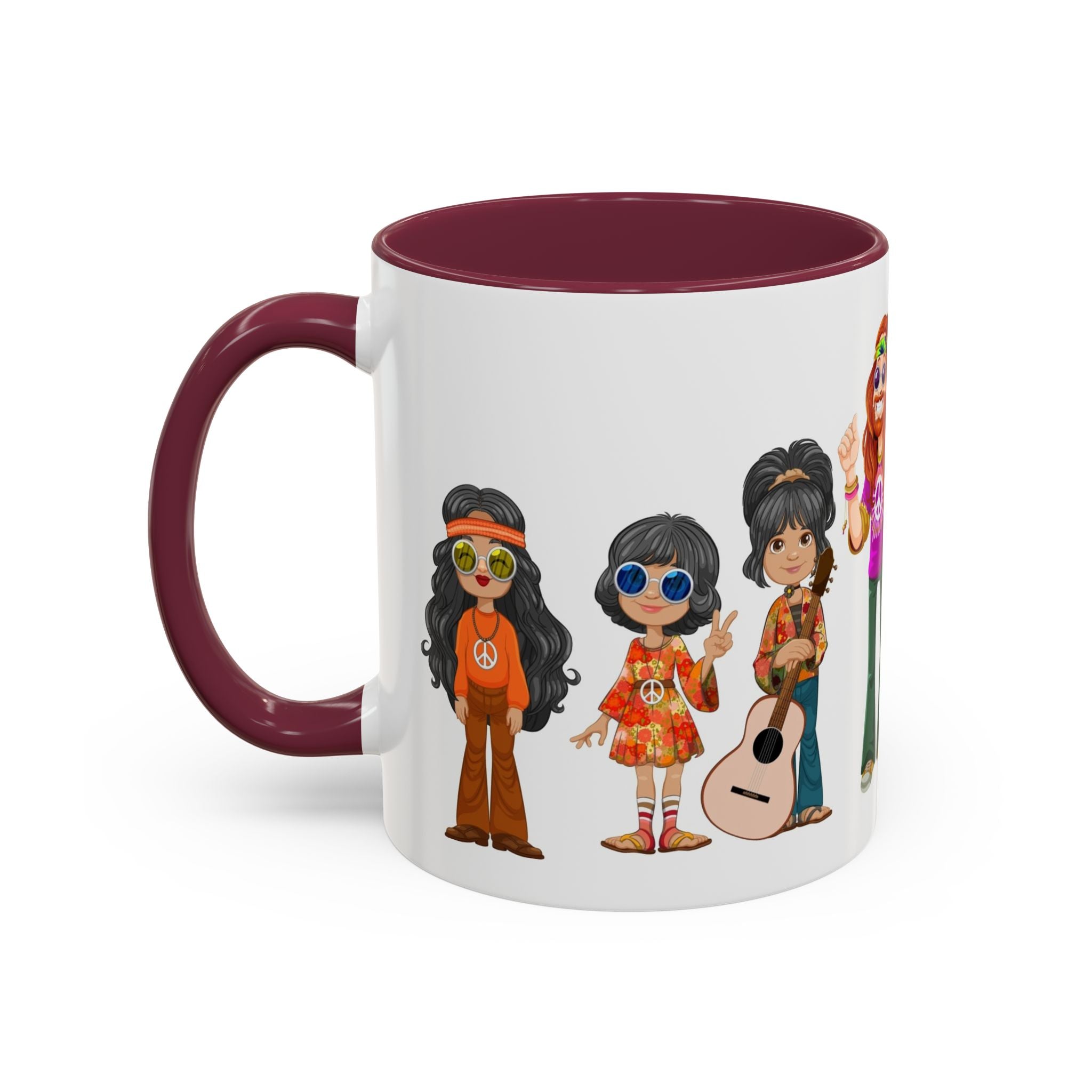 Retro Hippie Characters Mug | 11oz or 15oz Color Accent Ceramic