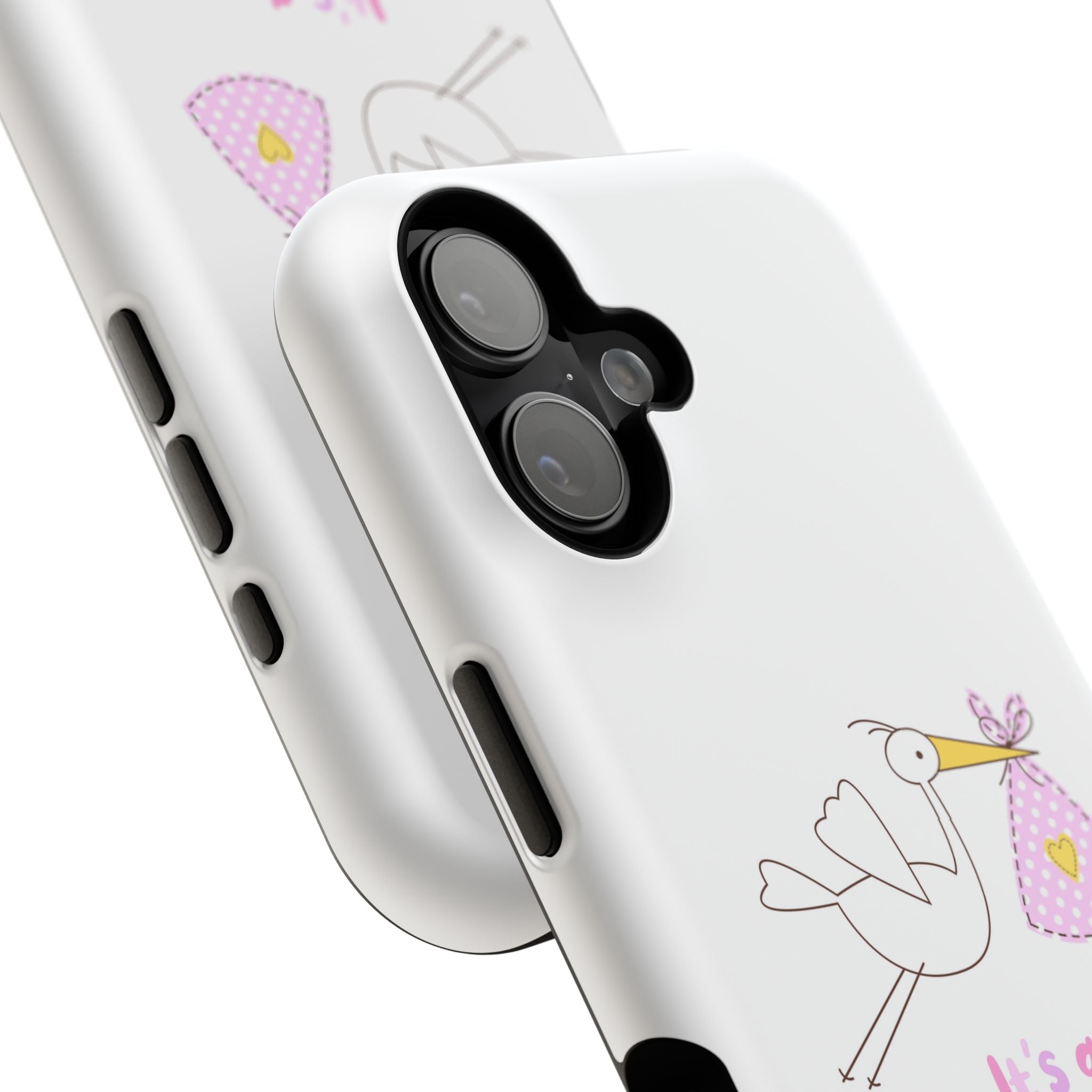 Stork carrying bundle "It's a Girl!" Phone Case | Impact-Resistant Case