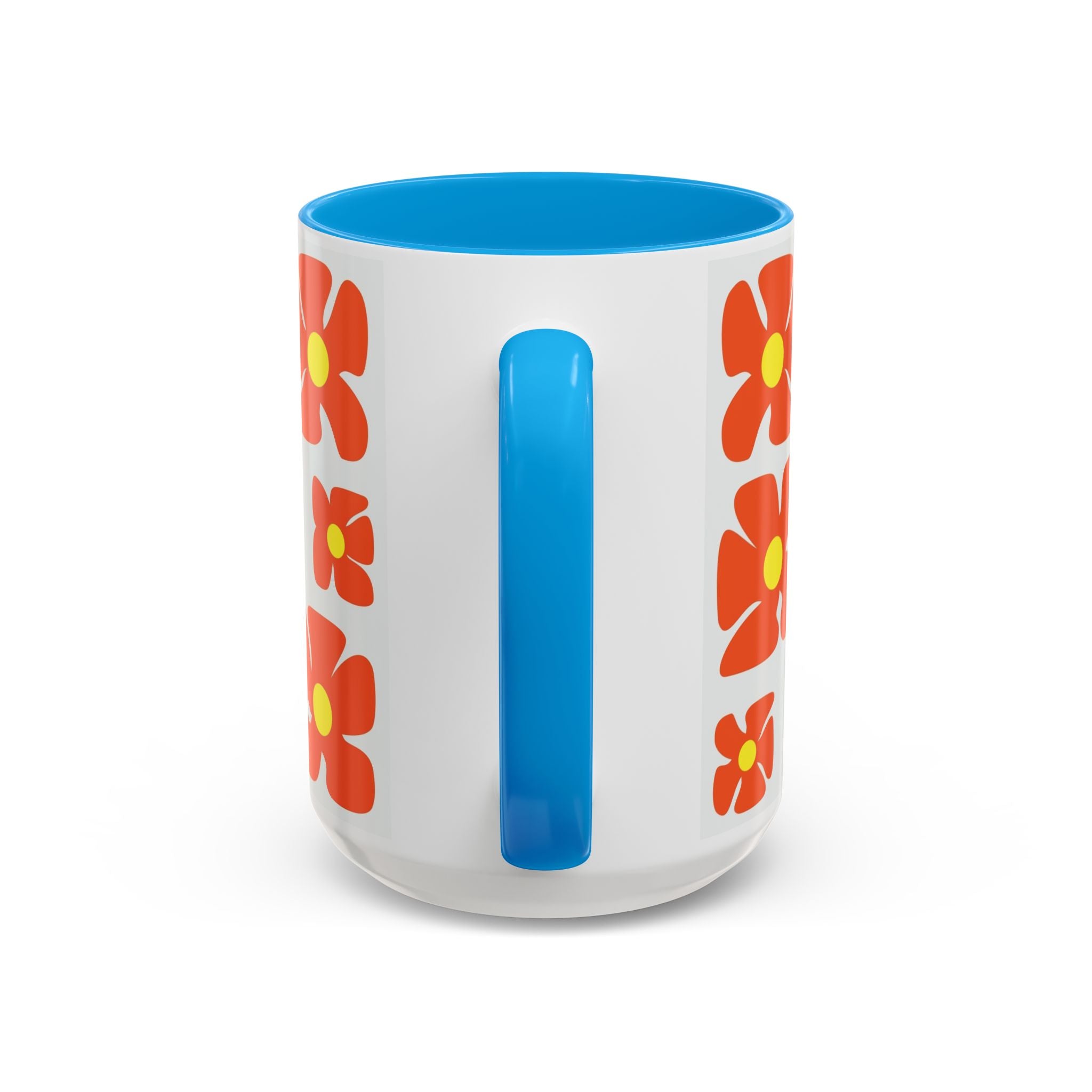Retro Orange Flower Pattern Mug | 11oz 15oz Colorful Ceramic
