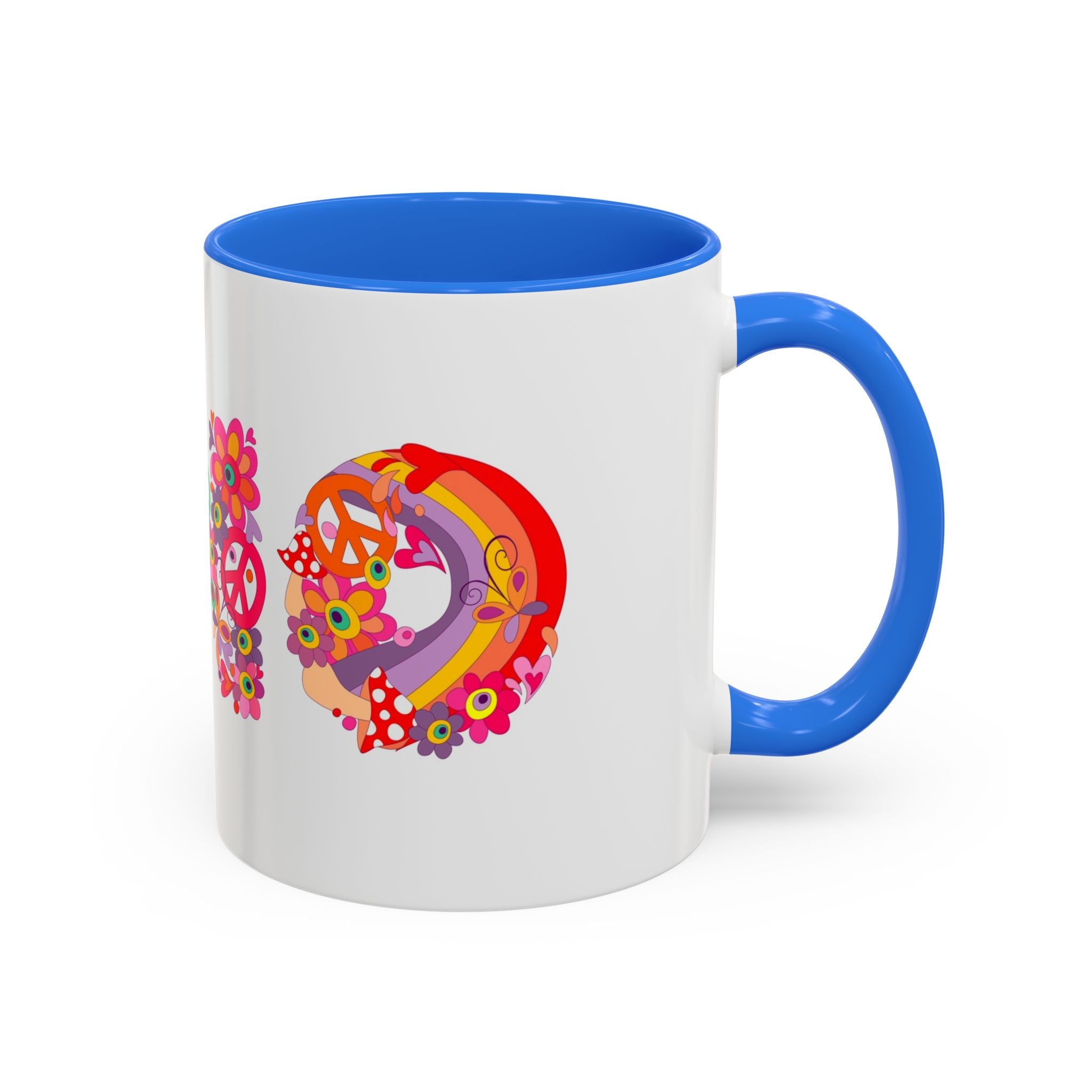Retro Peace Flower Power Mug | Colorful 70s Hippie Design