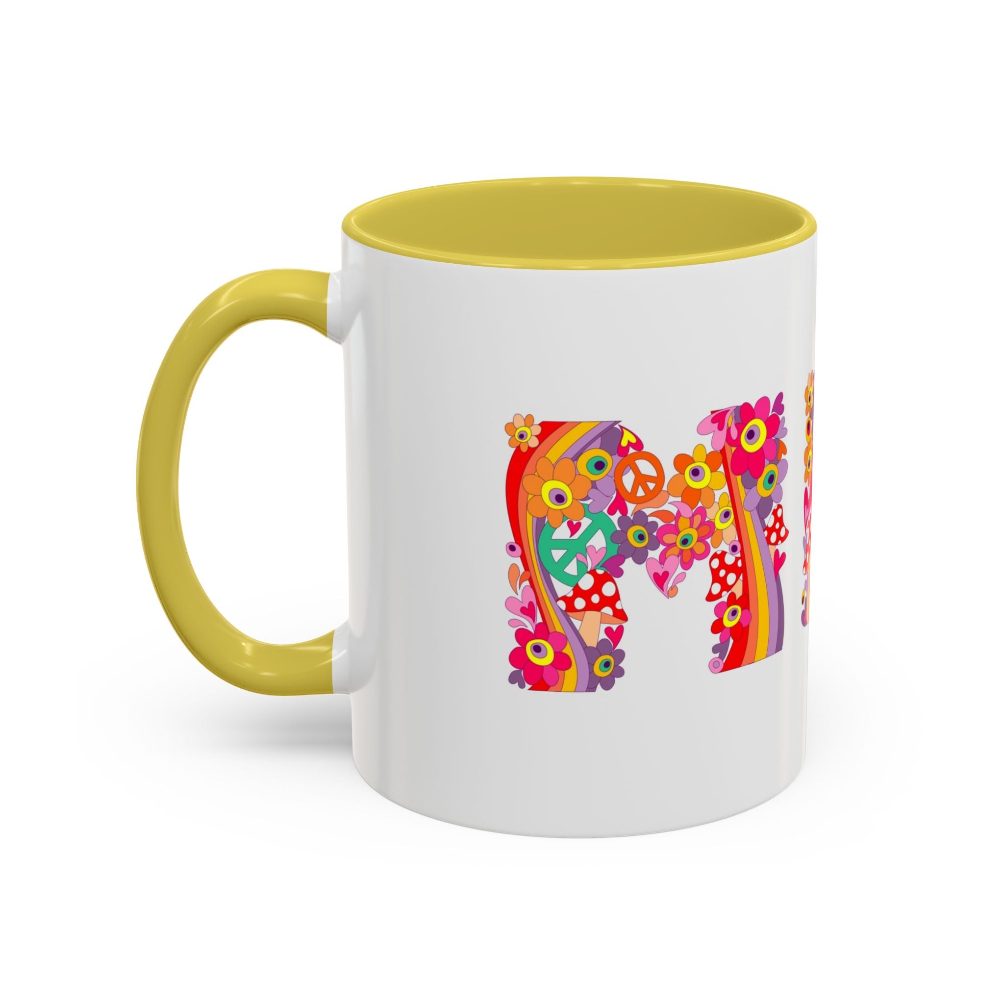 Retro Peace Flower Power Mug | Colorful 70s Hippie Design