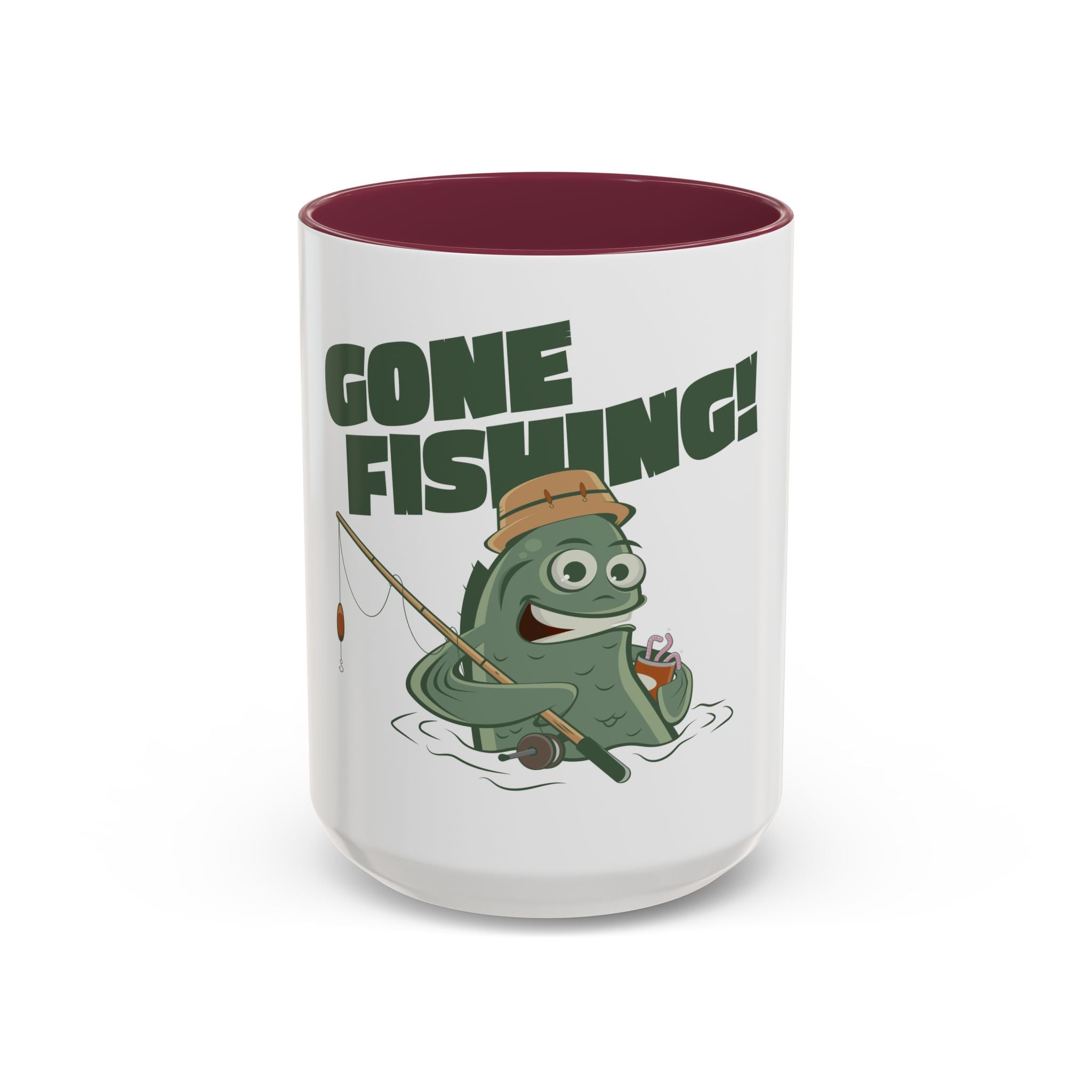 Gone Fishing fish character Mug | 11oz 15oz colorful ceramic