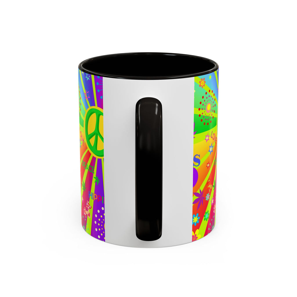 70s Peace Sign Psychedelic Mug | Retro Hippie Rainbow Coffee Cup