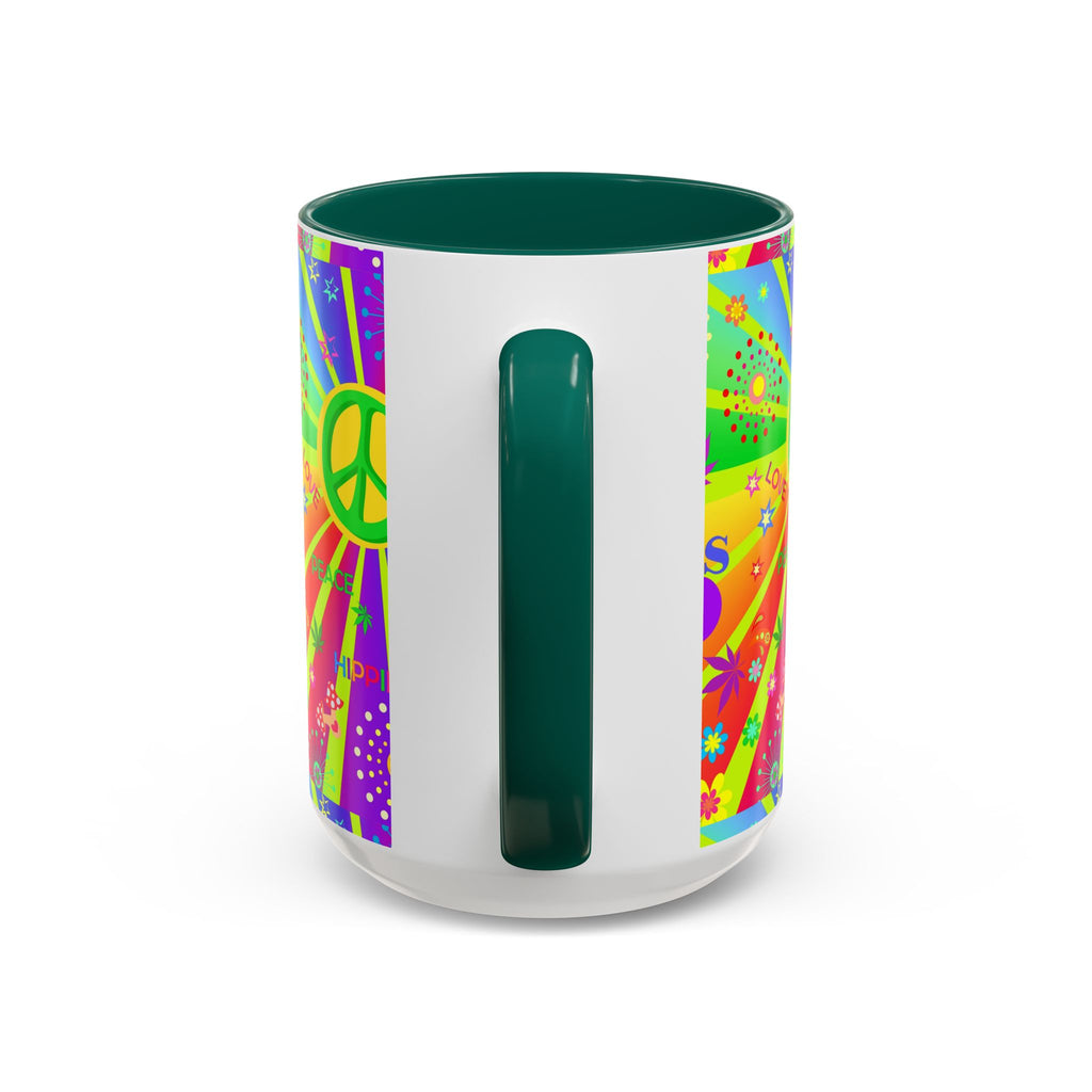 70s Peace Sign Psychedelic Mug | Retro Hippie Rainbow Coffee Cup