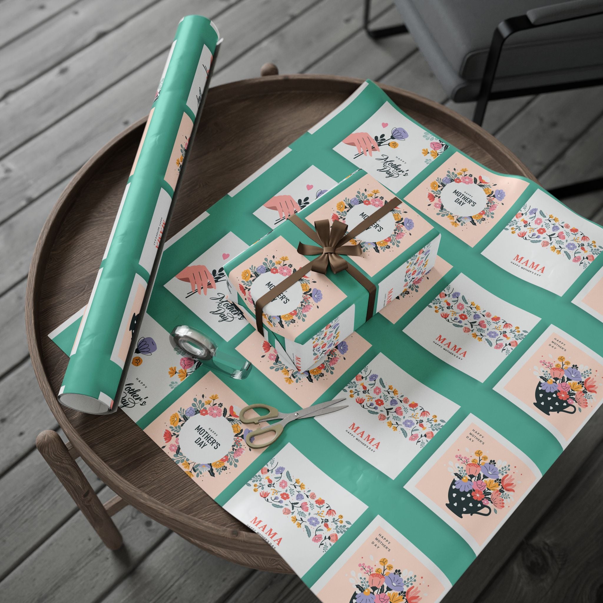 Colorful Feather Pattern Wrapping Papers | Repeating Bird Feather Gift Wrap