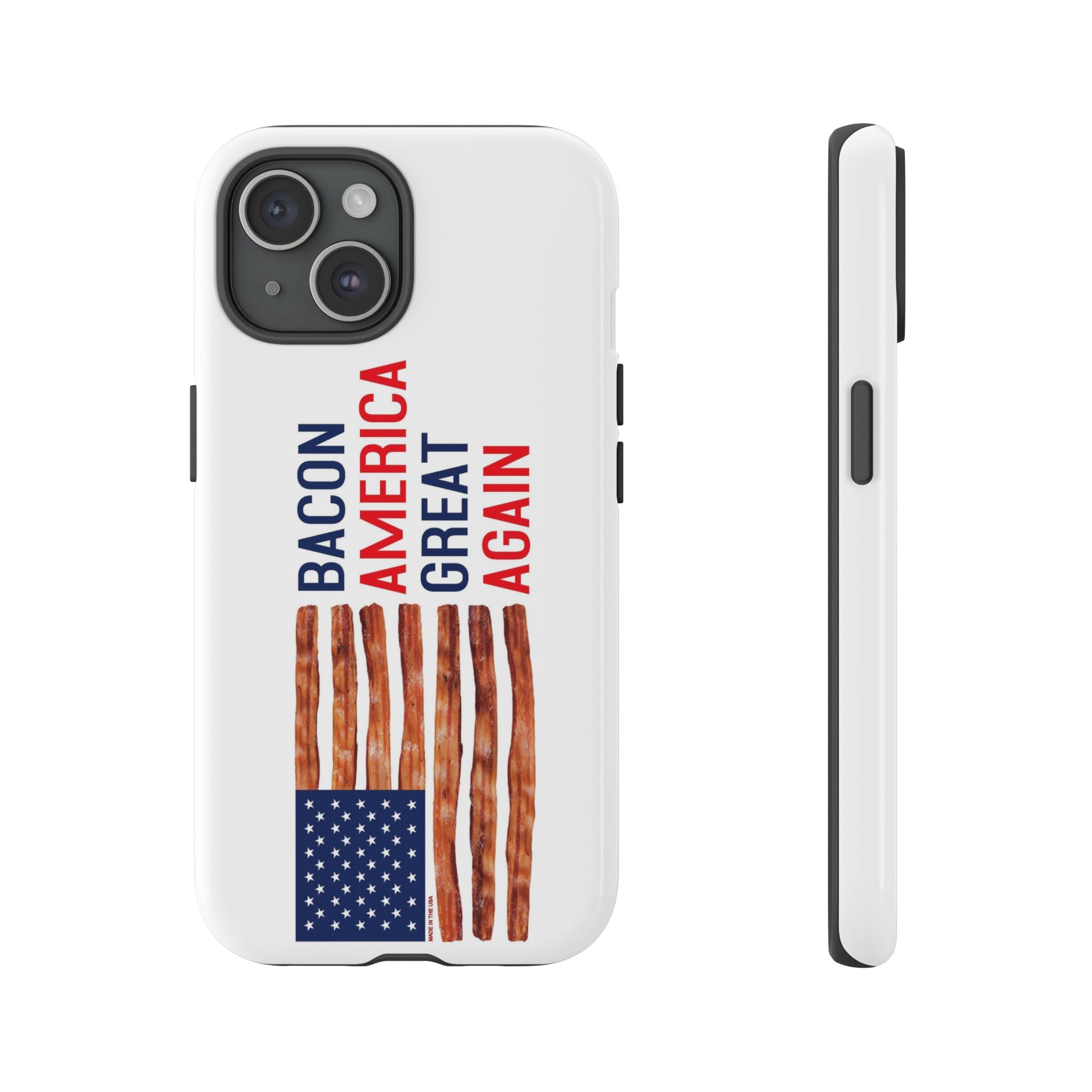 Bacon American Great Again phone case | patriotic bacon flag iPhone case
