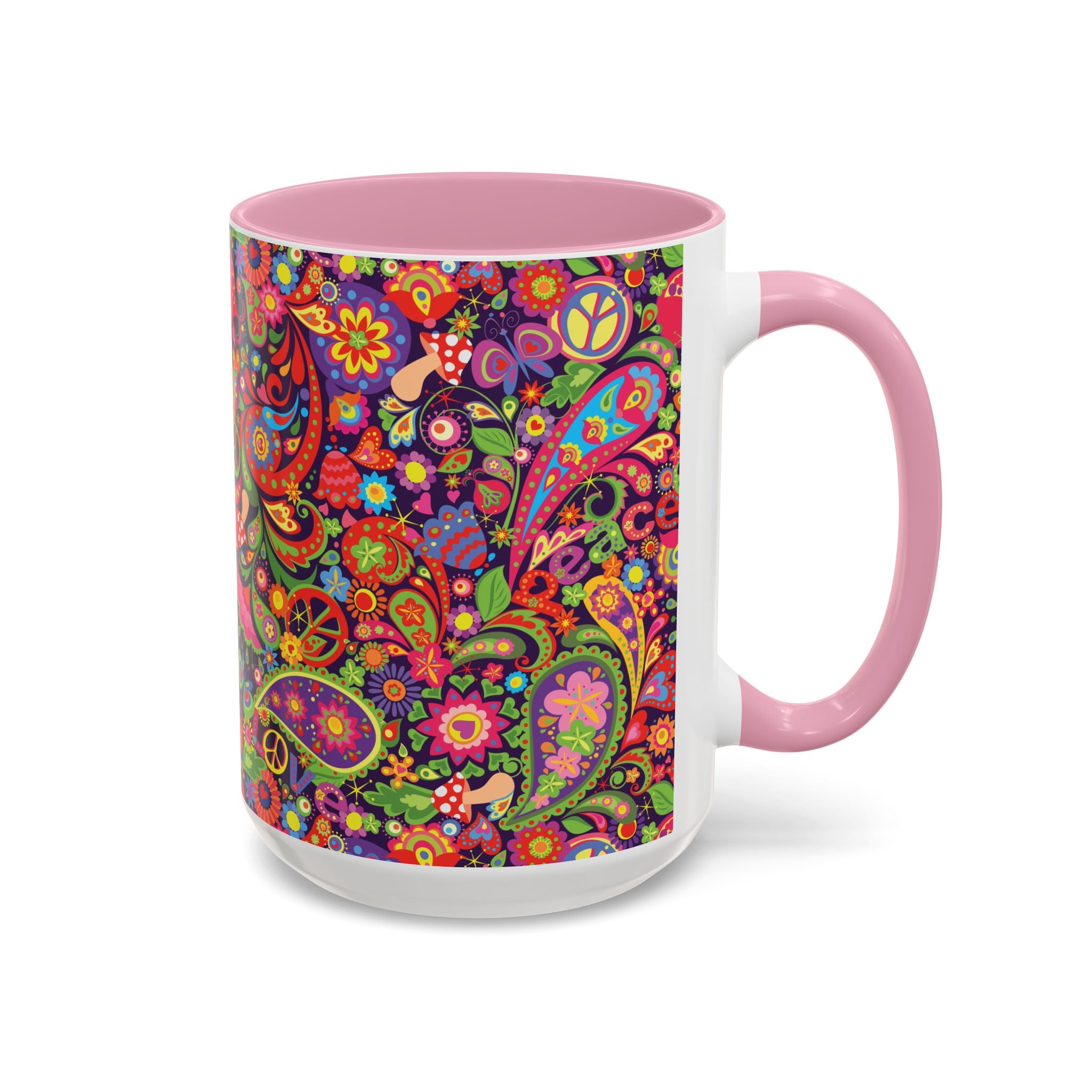 Psychedelic Paisley Peace Mug | Colorful 11oz or 15oz Ceramic