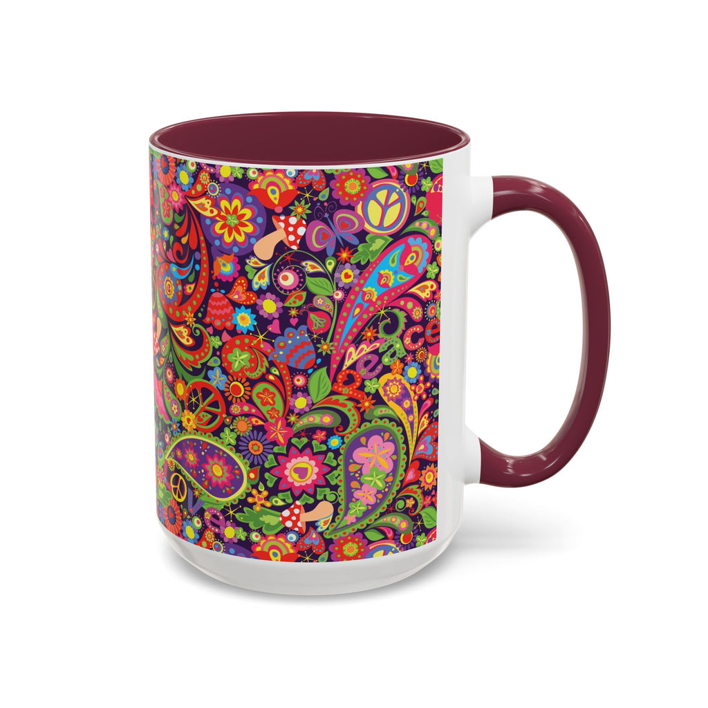 Psychedelic Paisley Peace Mug | Colorful 11oz or 15oz Ceramic