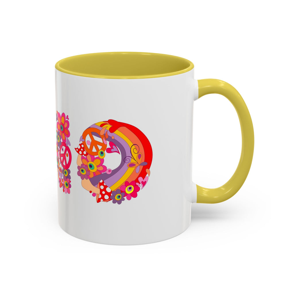 Retro Peace Flower Power Mug | Colorful 70s Hippie Design