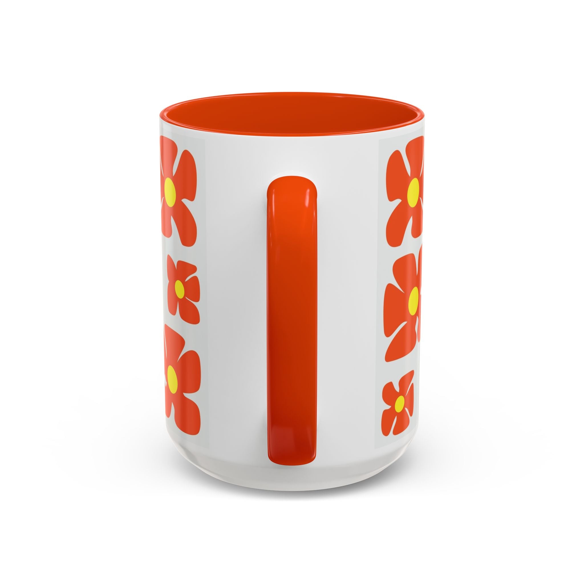 Retro Orange Flower Pattern Mug | 11oz 15oz Colorful Ceramic